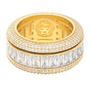 King Ice Baguette-Cut Icy Spinner Ring - Gold - GOLD