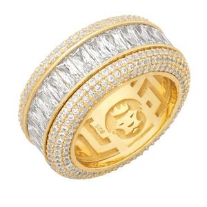King Ice Baguette-Cut Icy Spinner Ring - Gold - GOLD