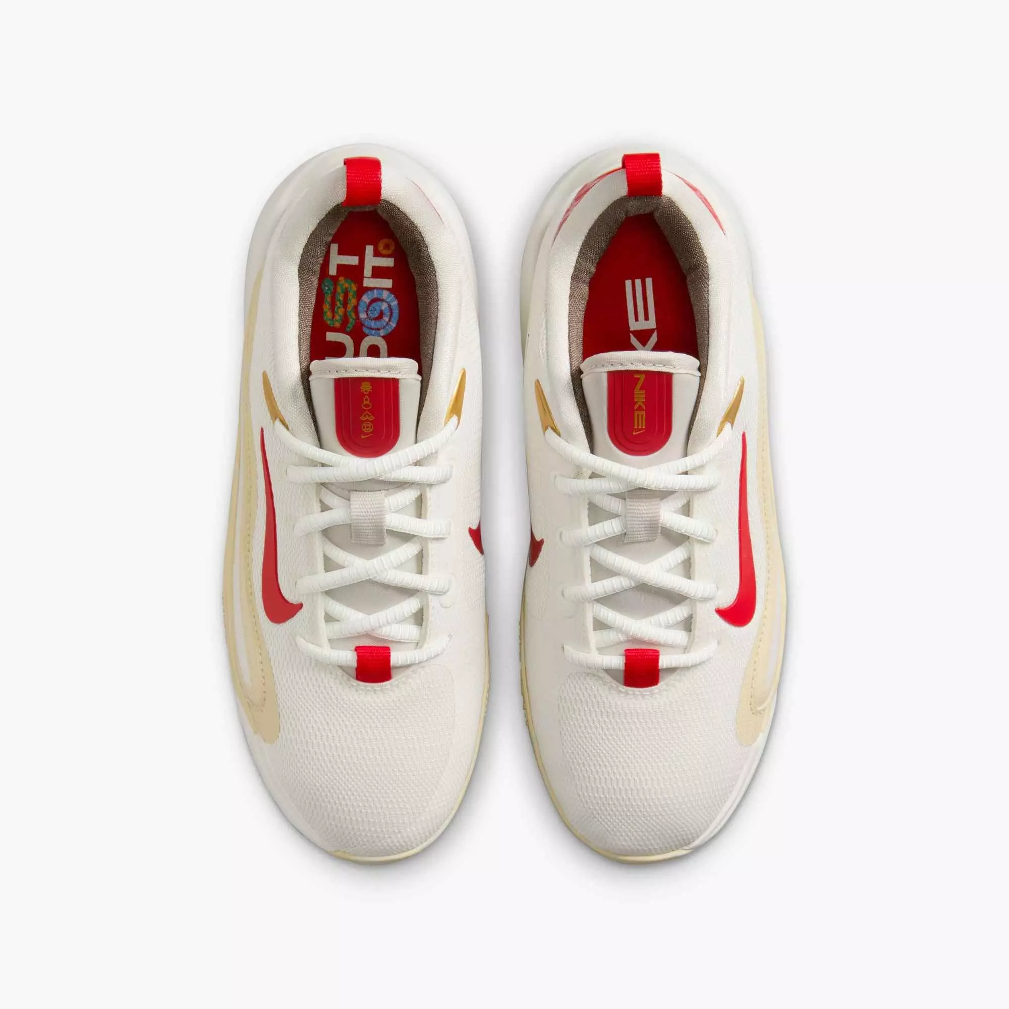 Nike IsoFly "Sail/Light Bone/Light Khaki/University Red" Grade School Boys' Basketball Shoe - WHITE/BONE/KHAKI/RED