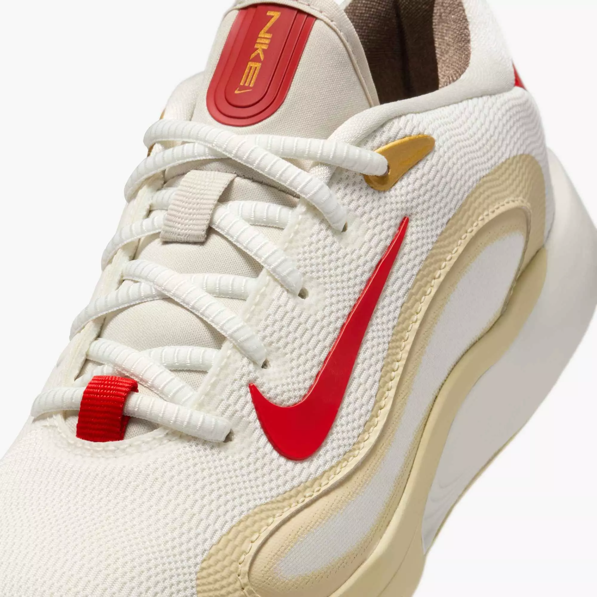 Nike IsoFly "Sail/Light Bone/Light Khaki/University Red" Grade School Boys' Basketball Shoe - WHITE/BONE/KHAKI/RED