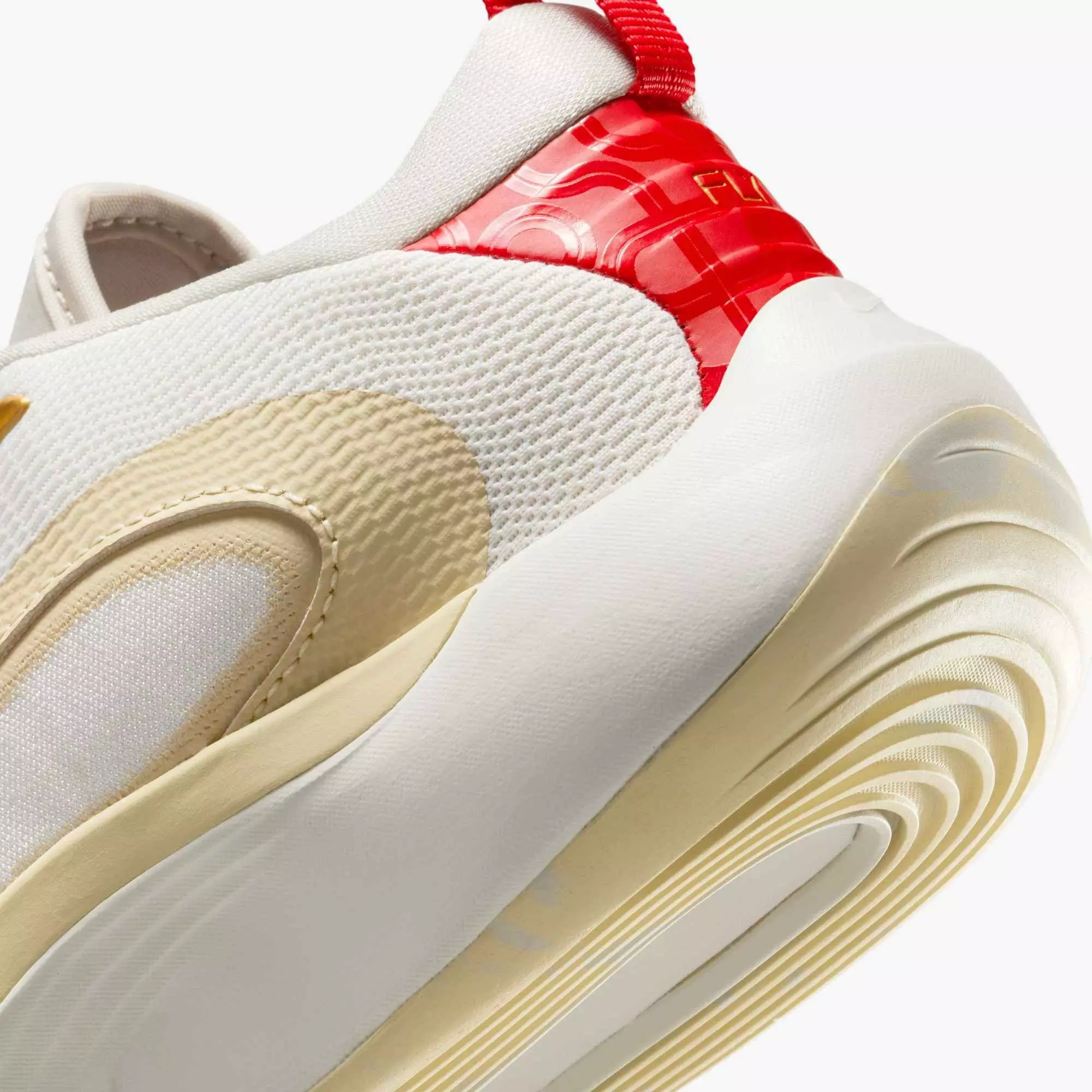 Nike IsoFly "Sail/Light Bone/Light Khaki/University Red" Grade School Boys' Basketball Shoe - WHITE/BONE/KHAKI/RED