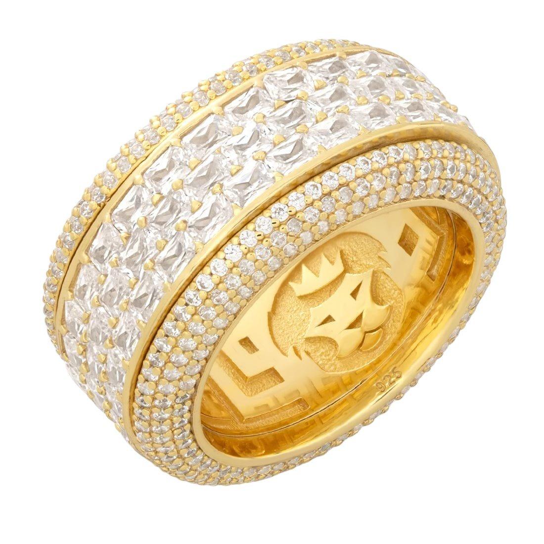 King Ice Triple-Row Icy Spinner Ring - Gold - GOLD