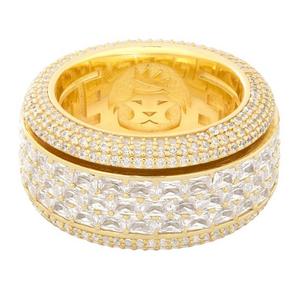 King Ice Triple-Row Icy Spinner Ring - Gold - GOLD