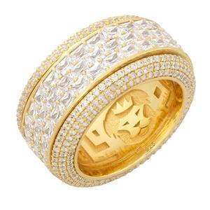 King Ice Triple-Row Icy Spinner Ring - Gold - GOLD