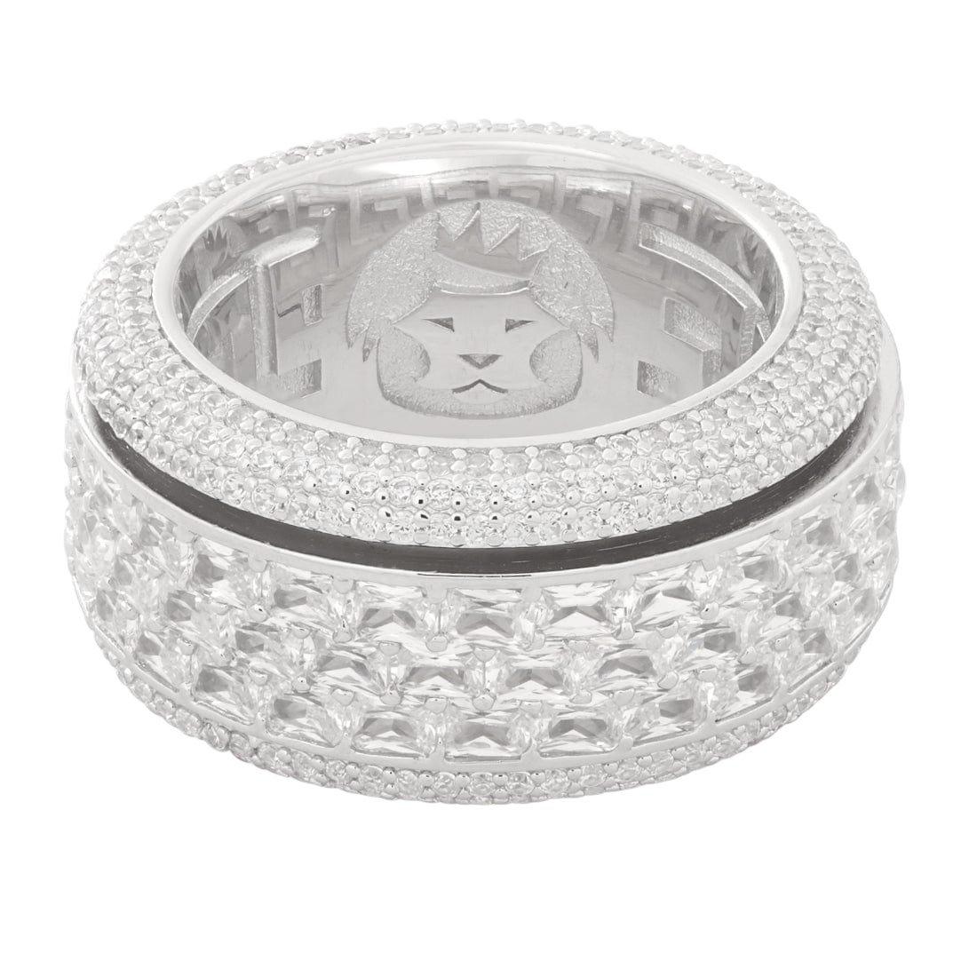 King Ice Triple-Row Icy Spinner Ring - White Gold - WHITE GOLD
