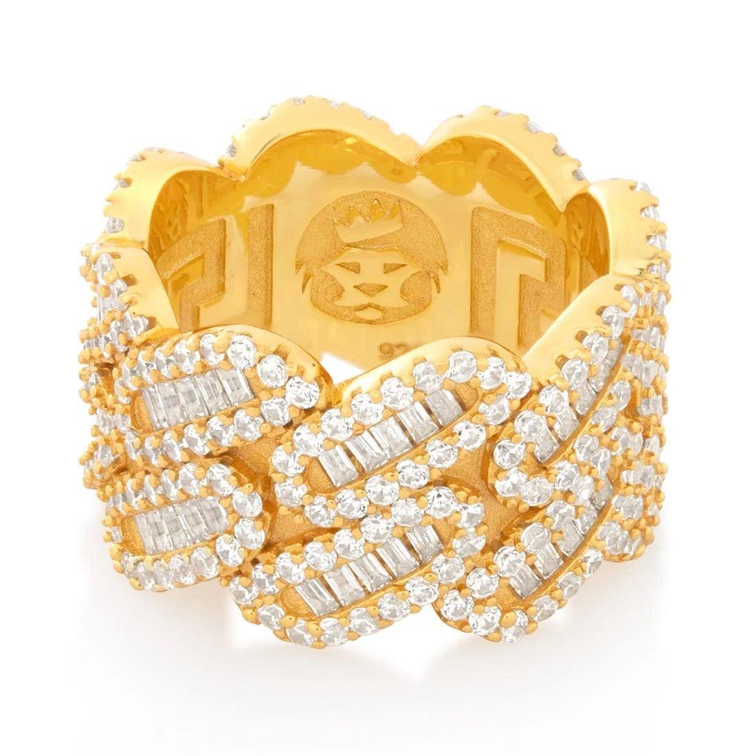 King Ice Diamond-Cut Miami Cuban Link Ring - Gold - GOLD