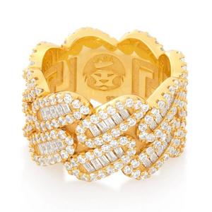 King Ice Diamond-Cut Miami Cuban Link Ring - Gold - GOLD
