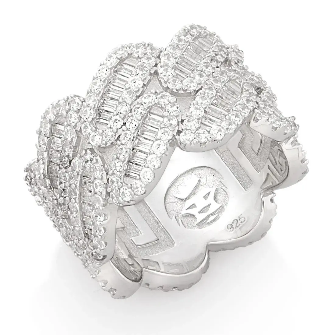 King Ice Diamond-Cut Miami Cuban Link Ring - White Gold - WHITE GOLD