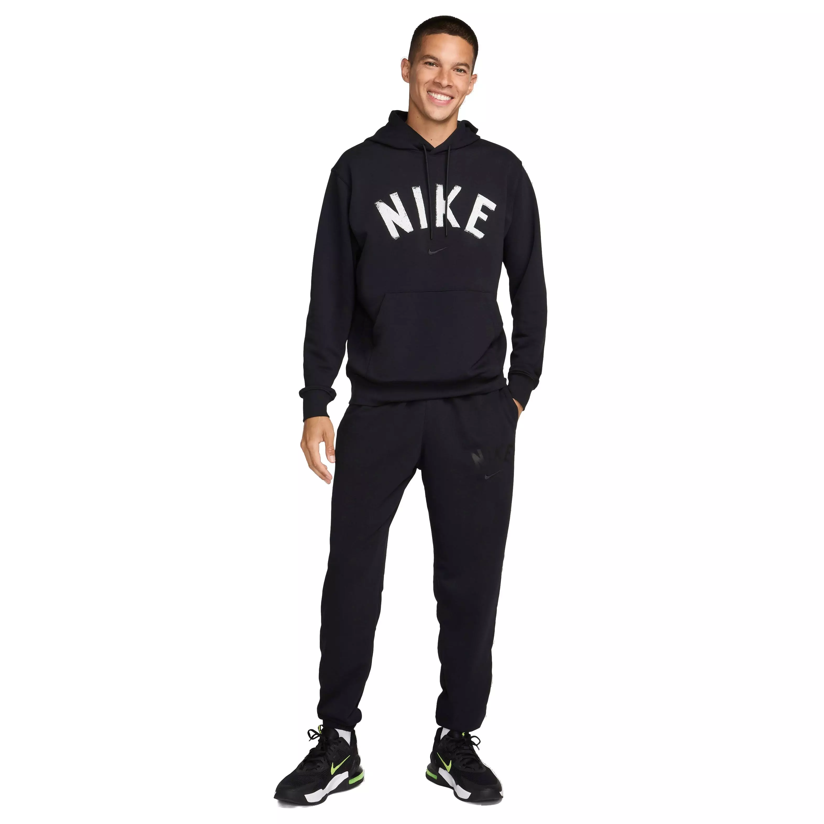 Nike Men's Swoosh Dri-FIT Fleece Fitness Joggers - BLACK
