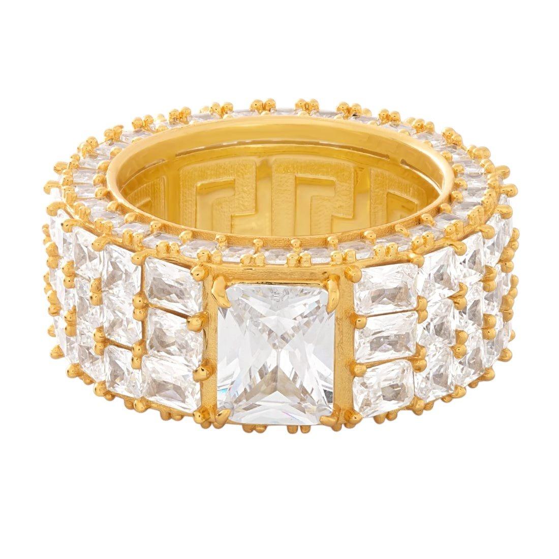 King Ice Triple-Row Signet Ring - Gold - GOLD