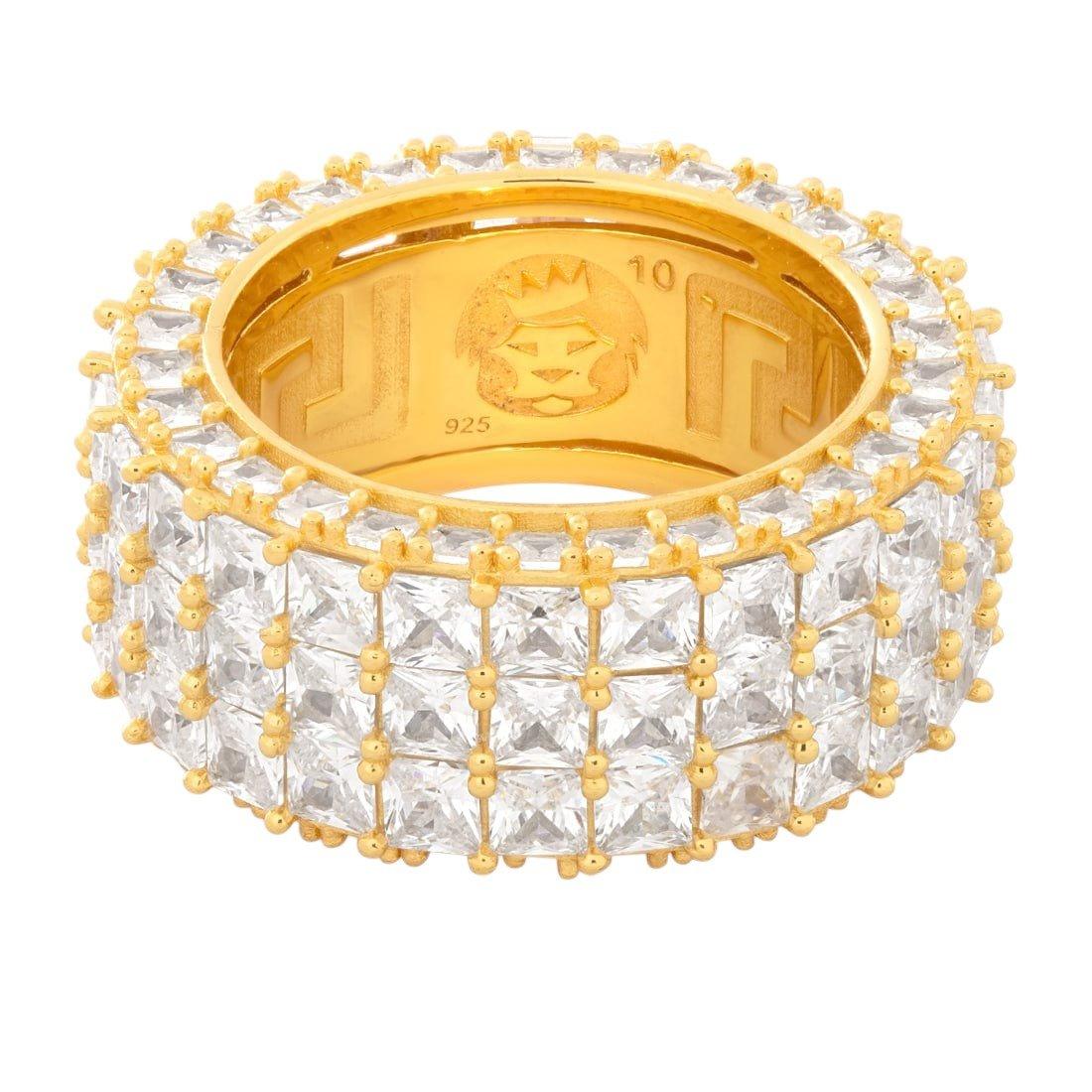 King Ice Triple-Row Signet Ring - Gold - GOLD