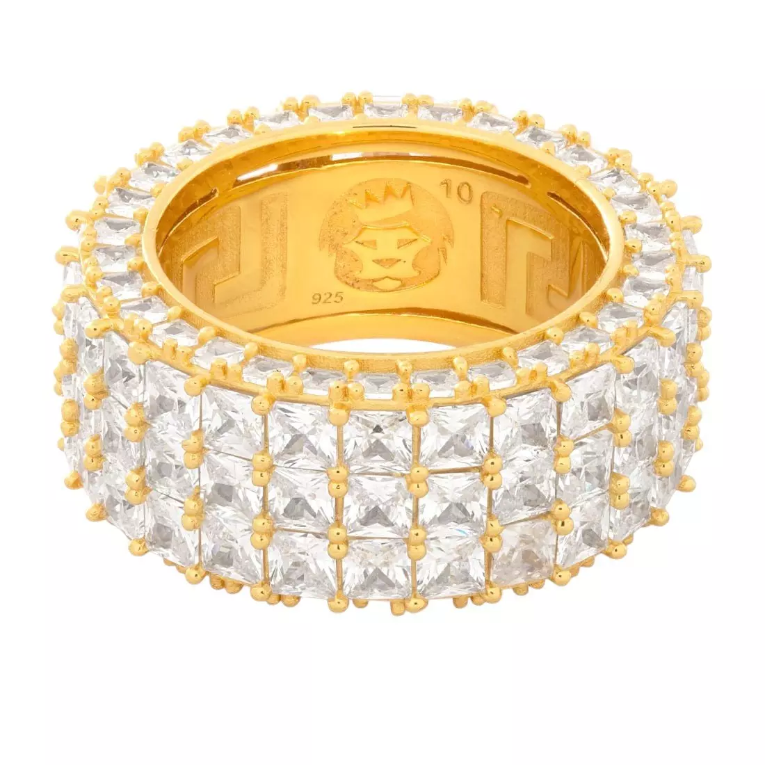 King Ice Triple-Row Signet Ring - Gold - GOLD