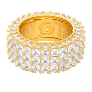 King Ice Triple-Row Signet Ring - Gold - GOLD