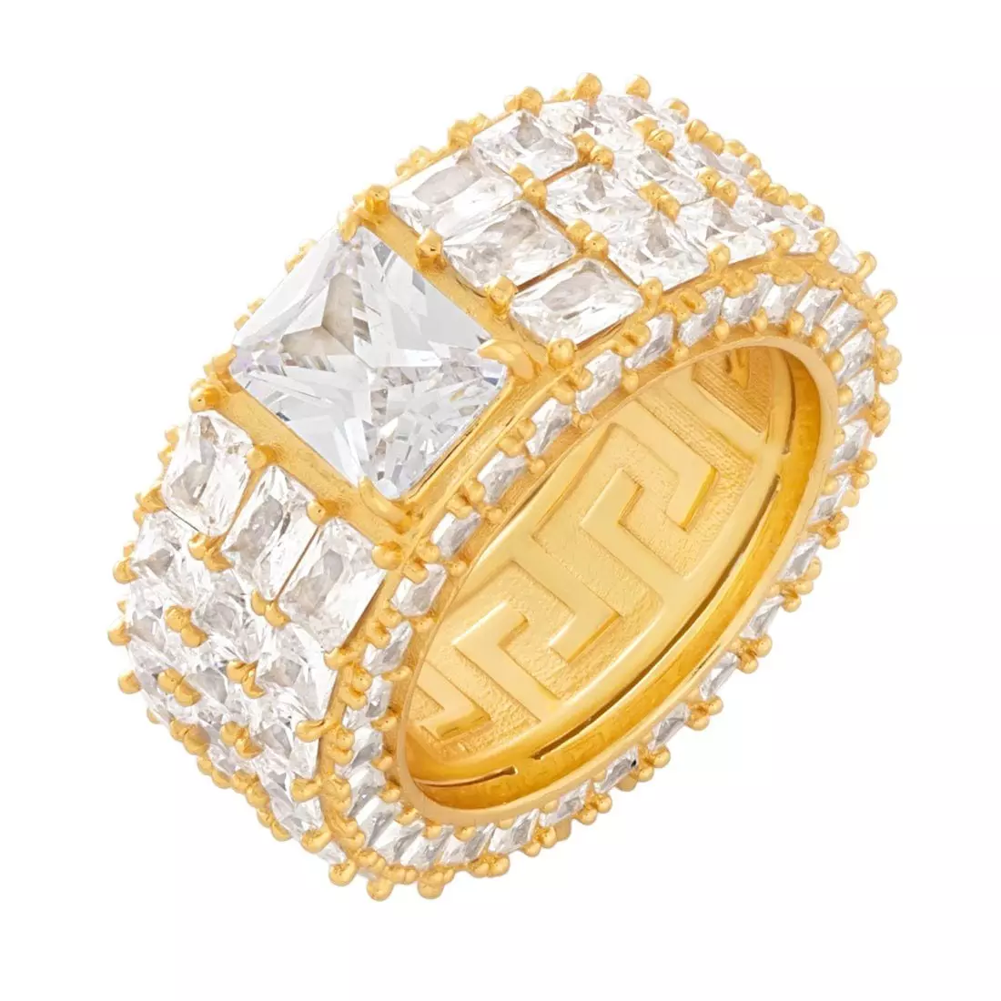 King Ice Triple-Row Signet Ring - Gold - GOLD
