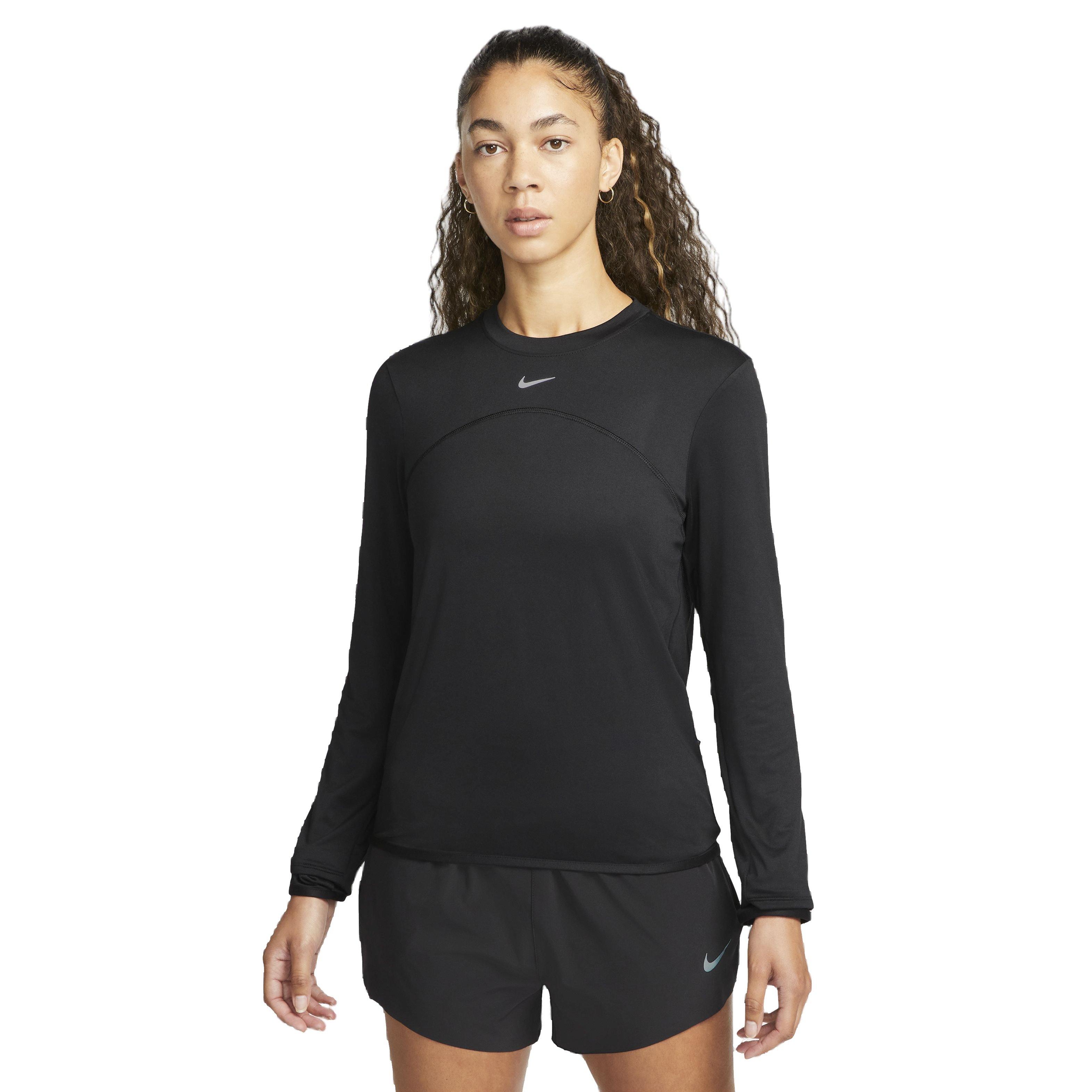 Nike Women's Swift Element Dri-FIT UV Crew-Neck Running Top - BLACK Thumbnail View 1