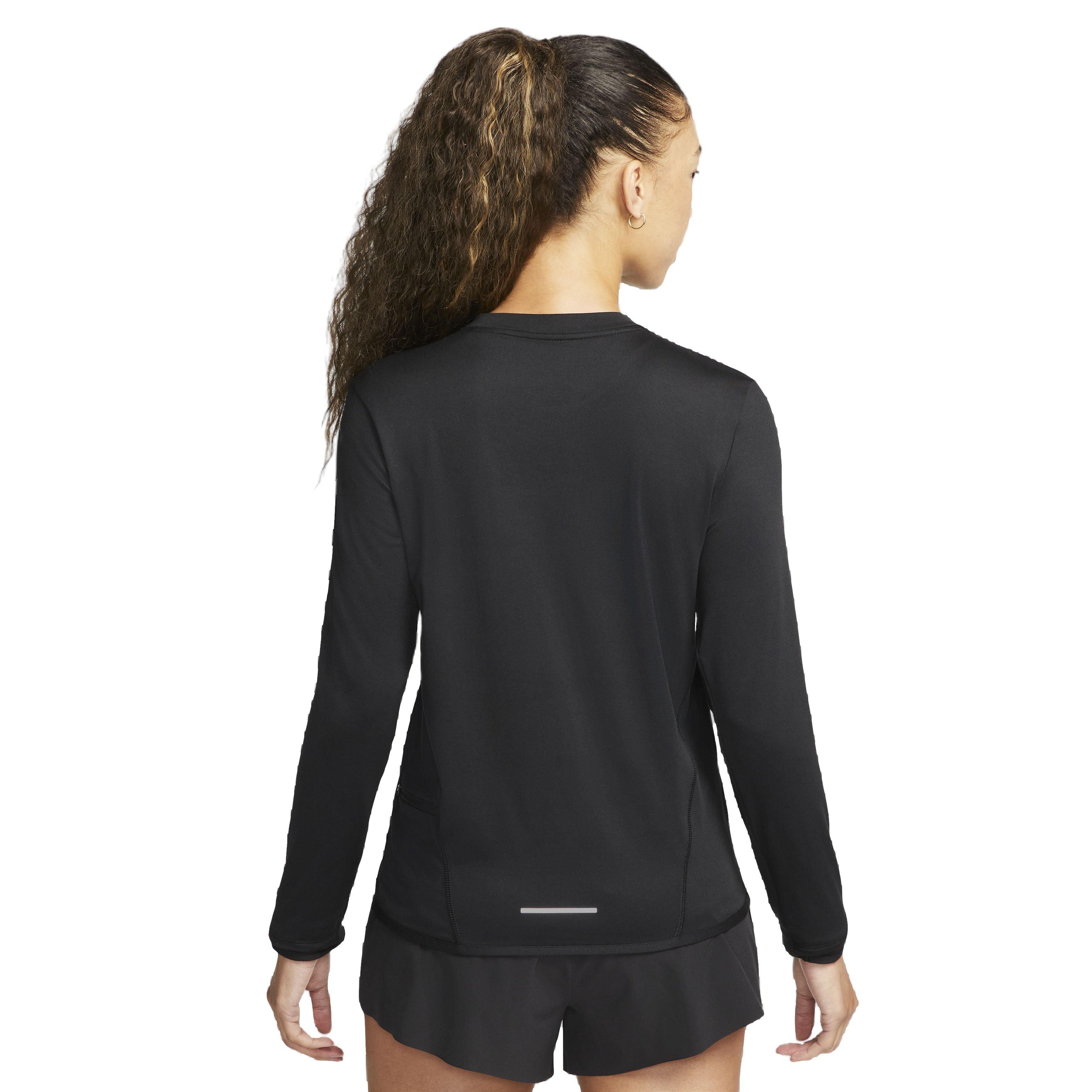 Nike Women's Swift Element Dri-FIT UV Crew-Neck Running Top - BLACK Thumbnail View 2