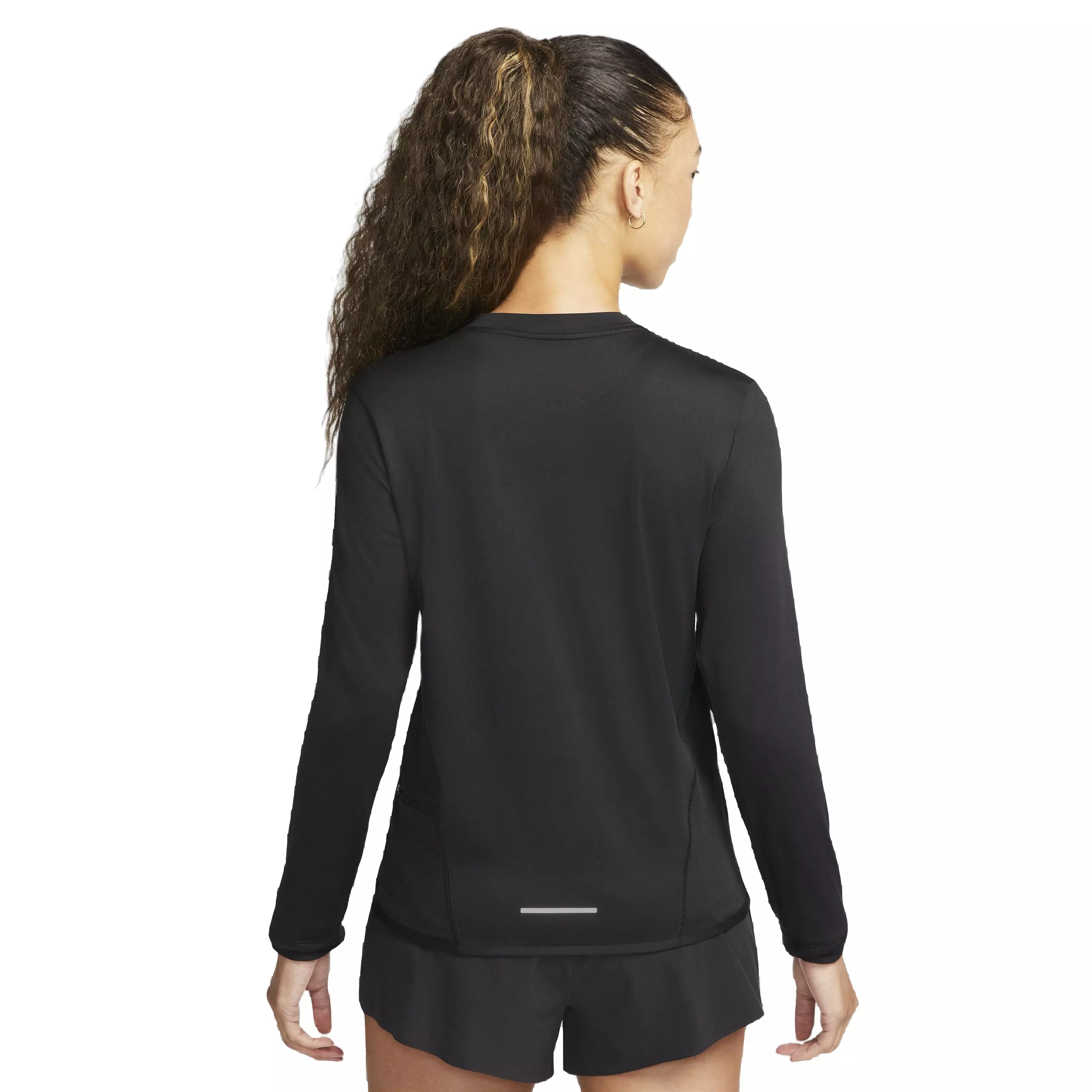 Nike Women's Swift Element Dri-FIT UV Crew-Neck Running Top - BLACK