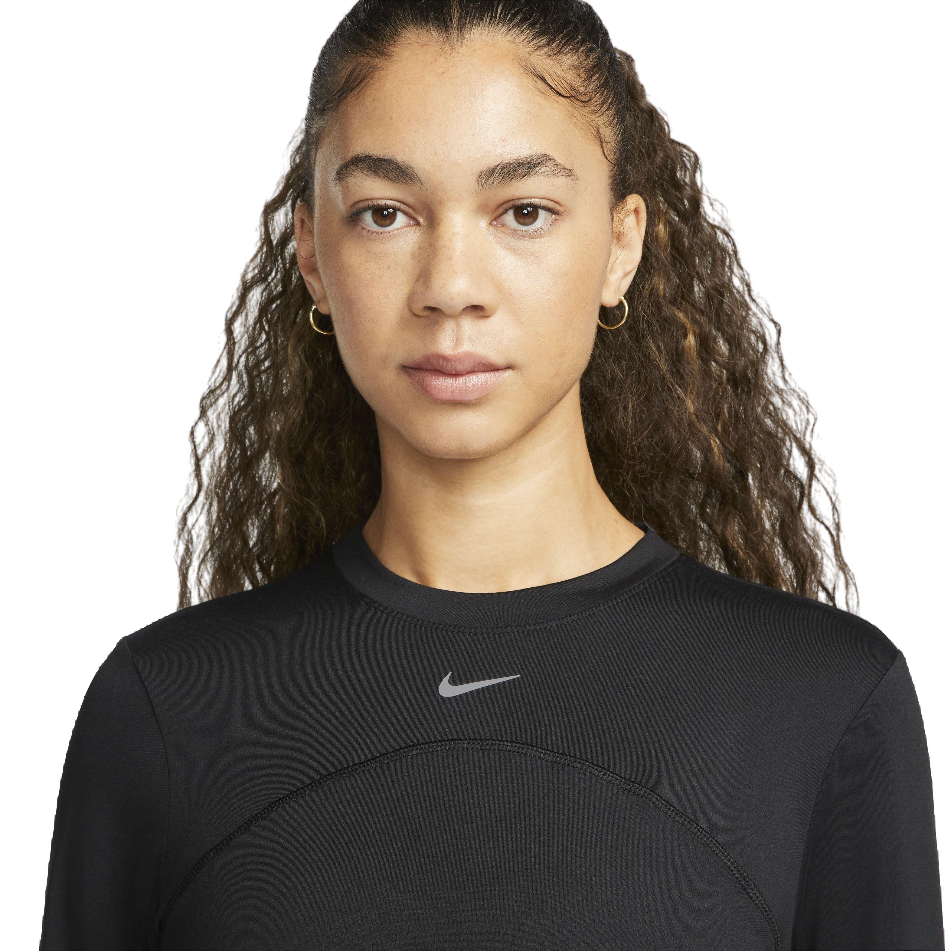 Nike Women's Swift Element Dri-FIT UV Crew-Neck Running Top - BLACK Thumbnail View 3