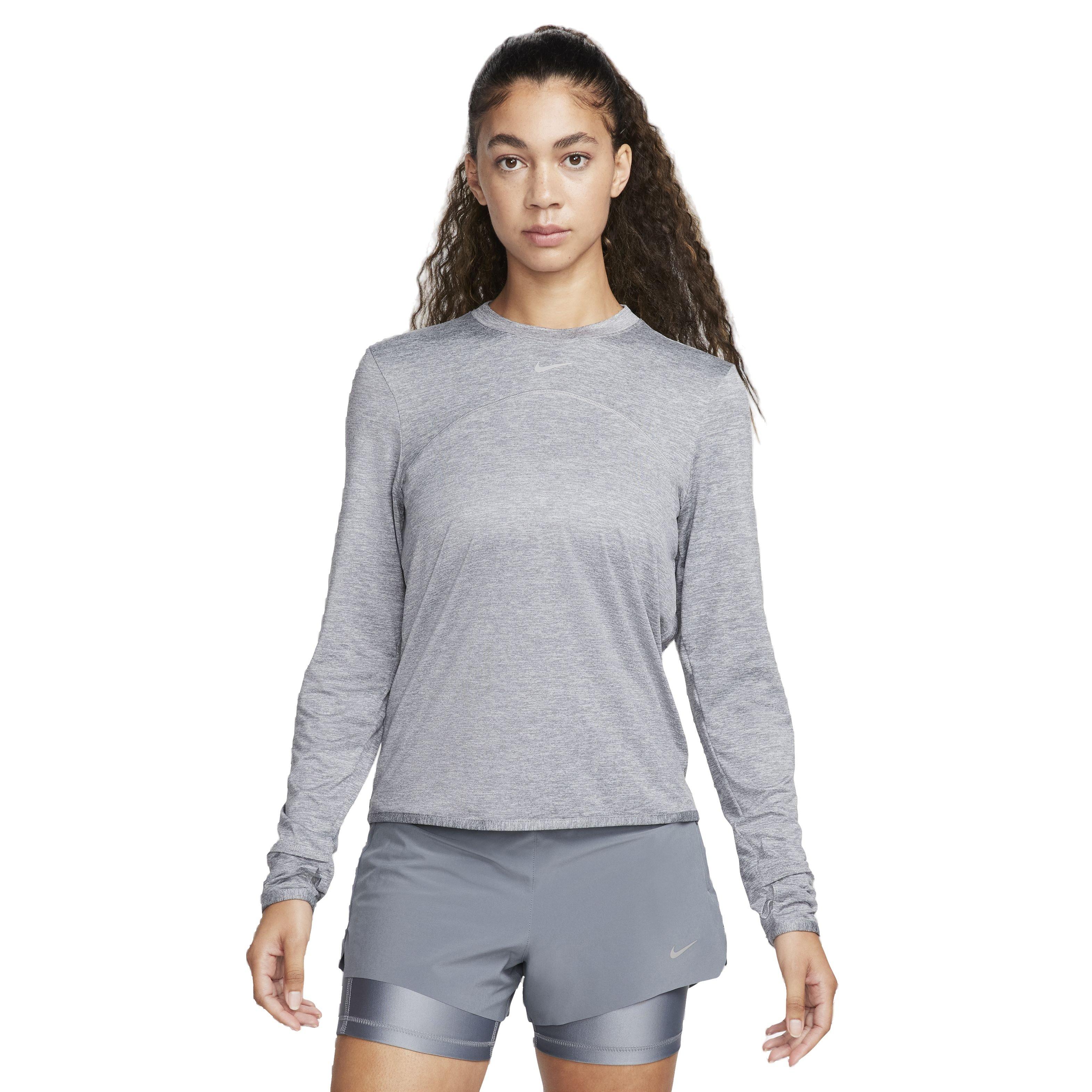 Nike Women's Swift Element Dri-FIT UV Crew-Neck Running Top - GREY Thumbnail View 1