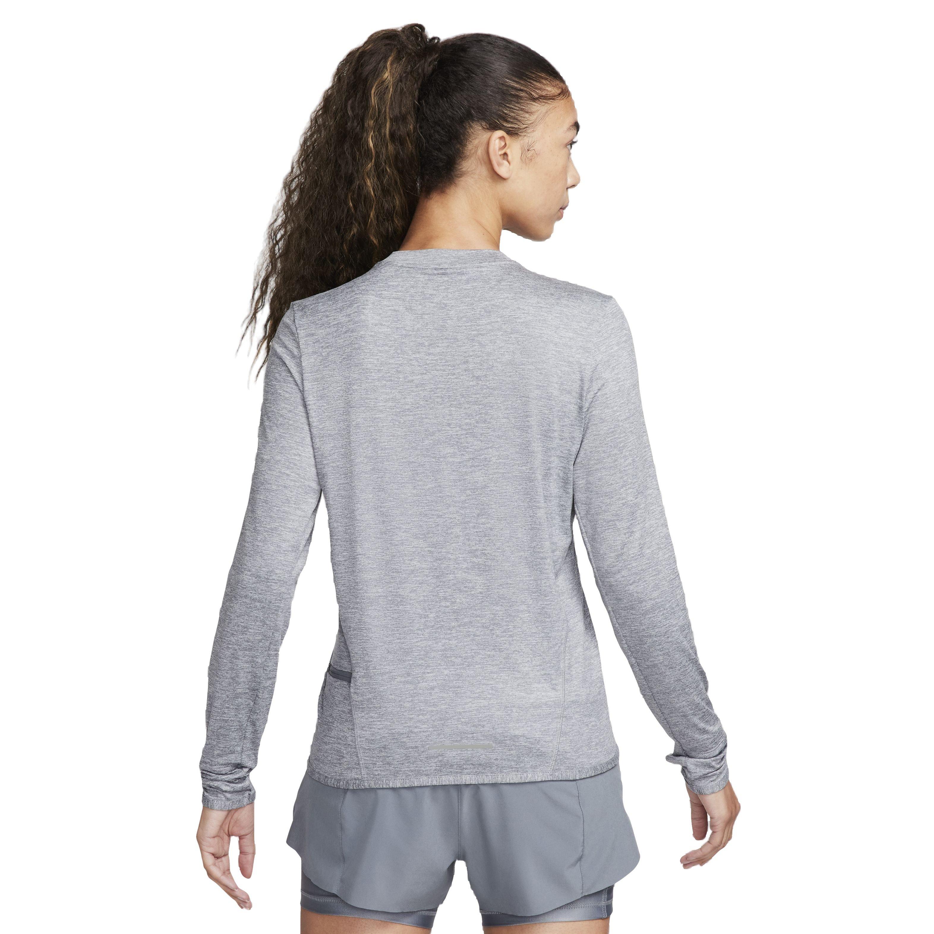 Nike Women's Swift Element Dri-FIT UV Crew-Neck Running Top - GREY Thumbnail View 2