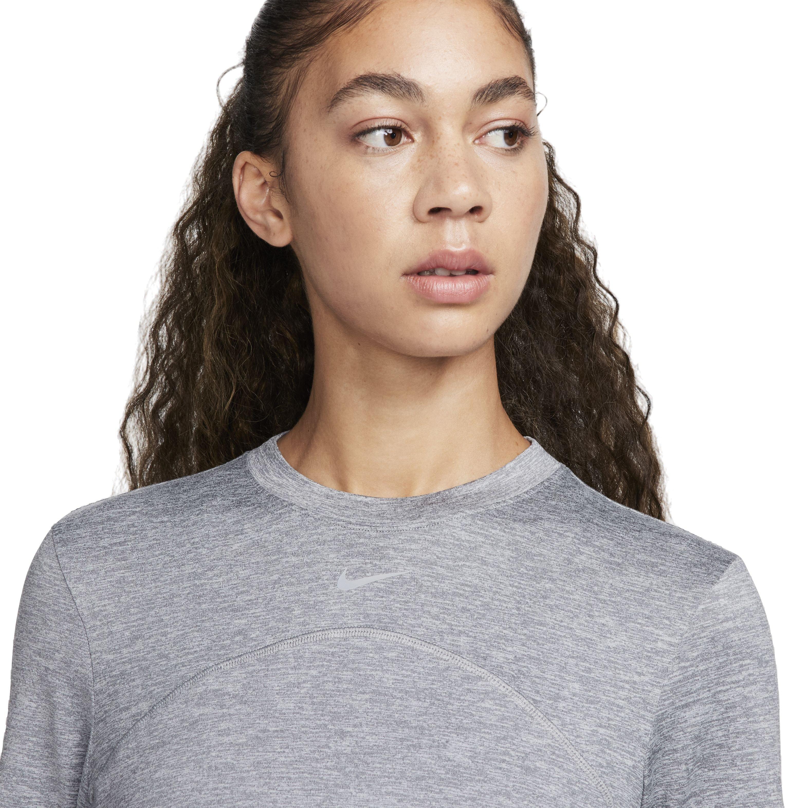 Nike Women's Swift Element Dri-FIT UV Crew-Neck Running Top - GREY Thumbnail View 3