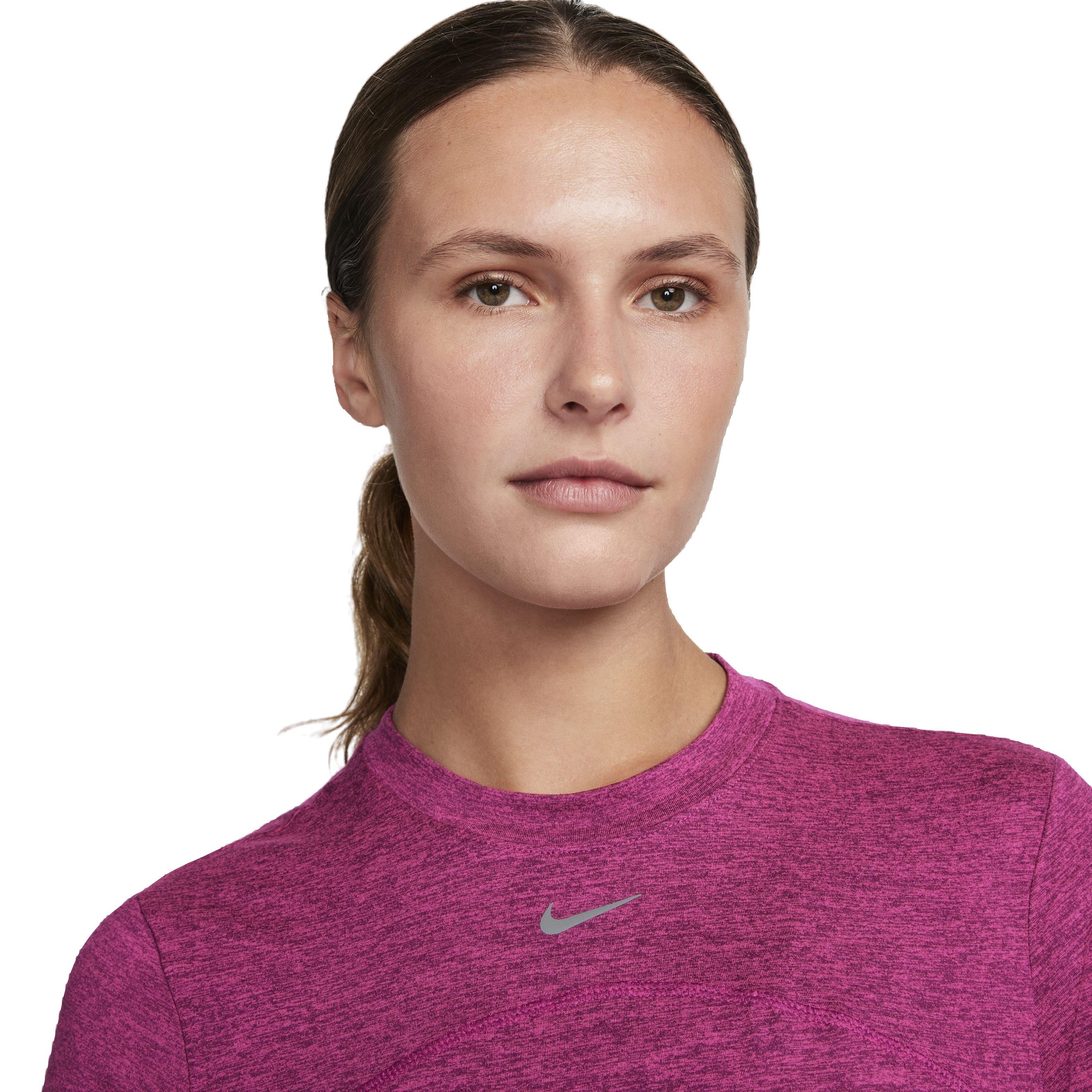 Nike Women's Swift Element Dri-FIT UV Crew-Neck Running Top - PINK Thumbnail View 3