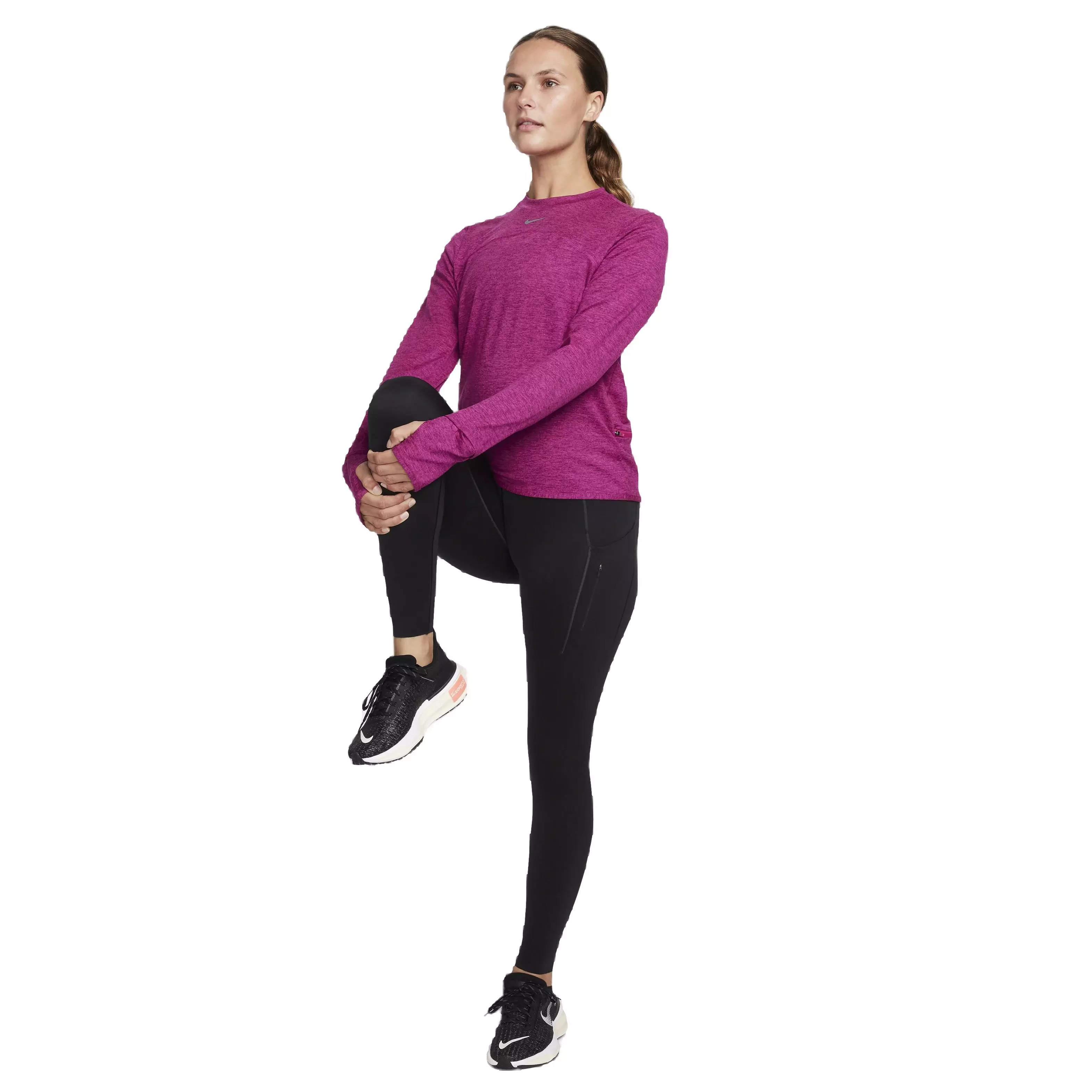Nike Women's Swift Element Dri-FIT UV Crew-Neck Running Top - PINK