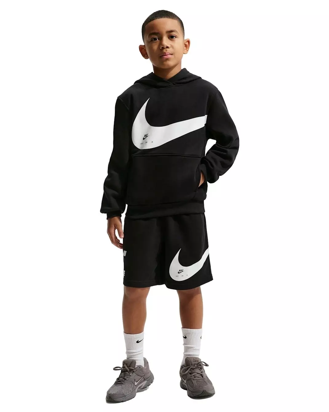 Nike Big Kids' Sportswear Club French Terry Shorts - Black - BLACK