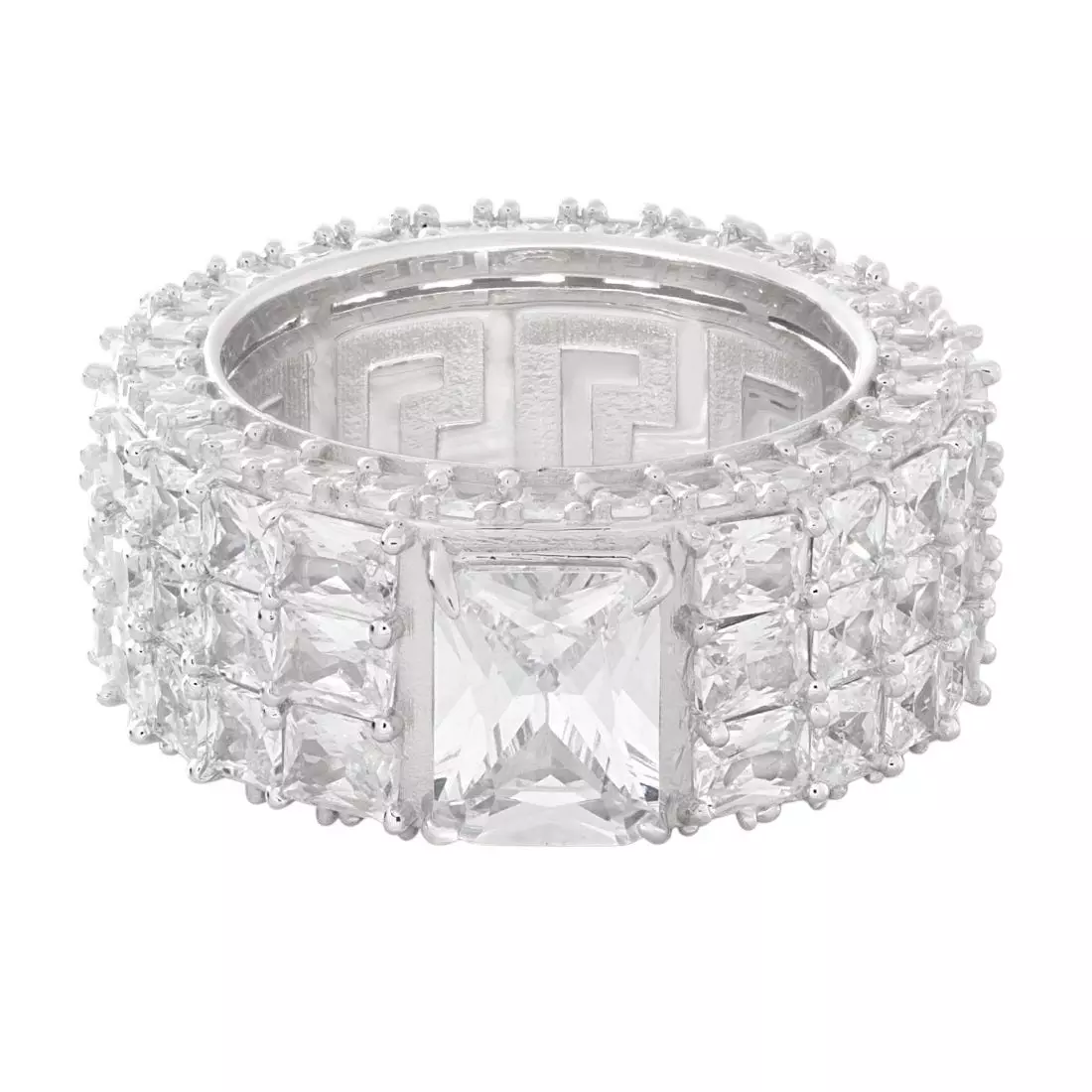 King Ice Triple-Row Signet Ring - White Gold - WHITE GOLD