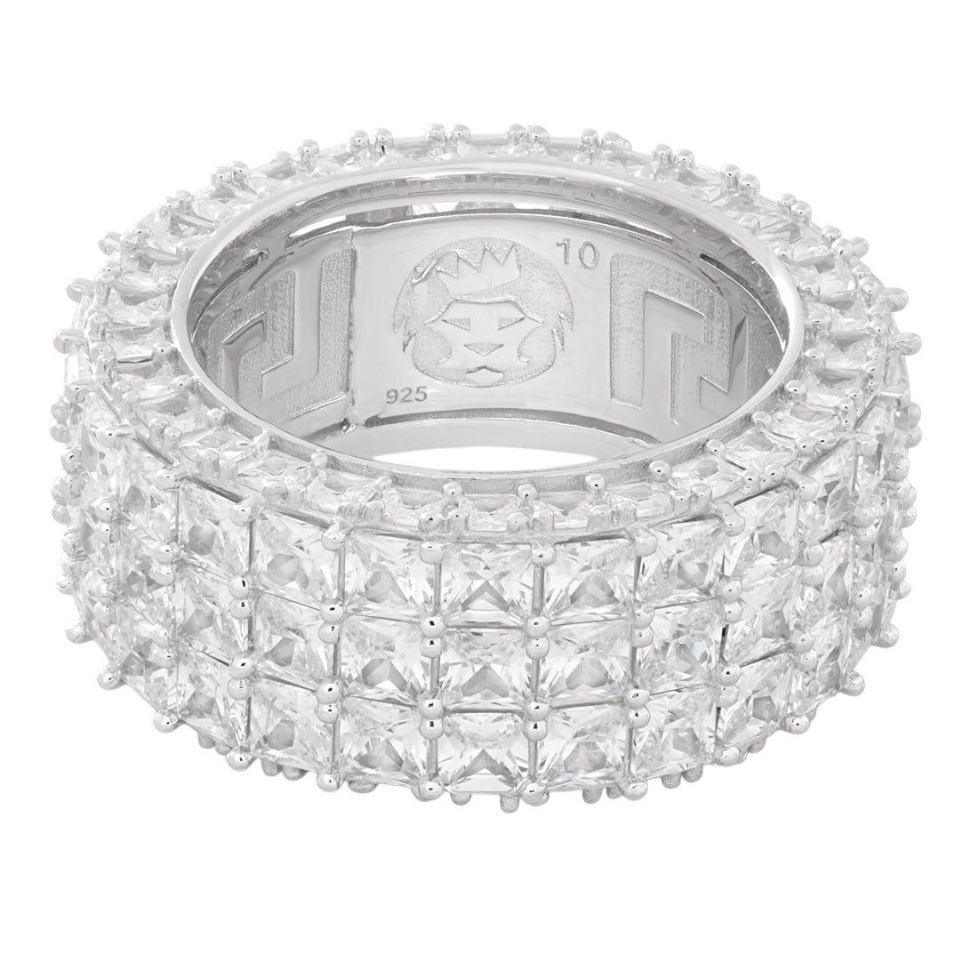 King Ice Triple-Row Signet Ring - White Gold - WHITE GOLD