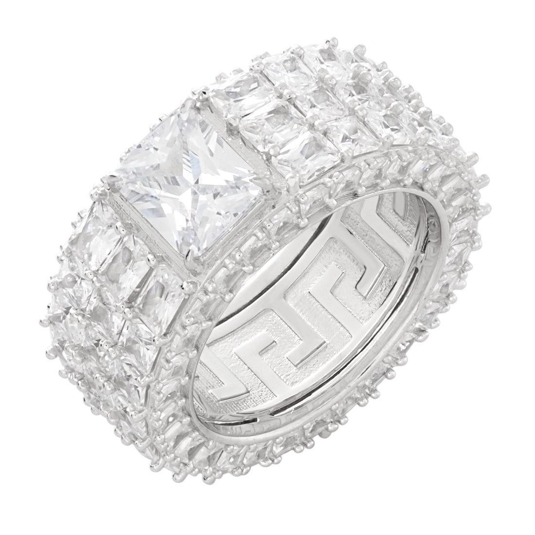 King Ice Triple-Row Signet Ring - White Gold - WHITE GOLD