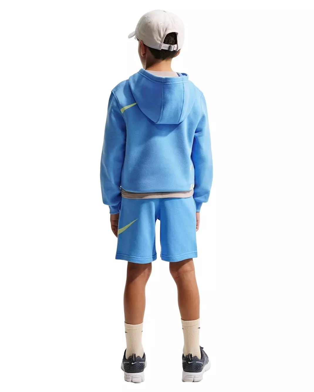 Nike Big Kids' Sportswear Club French Terry Shorts - Blue/Yellow - BLUE