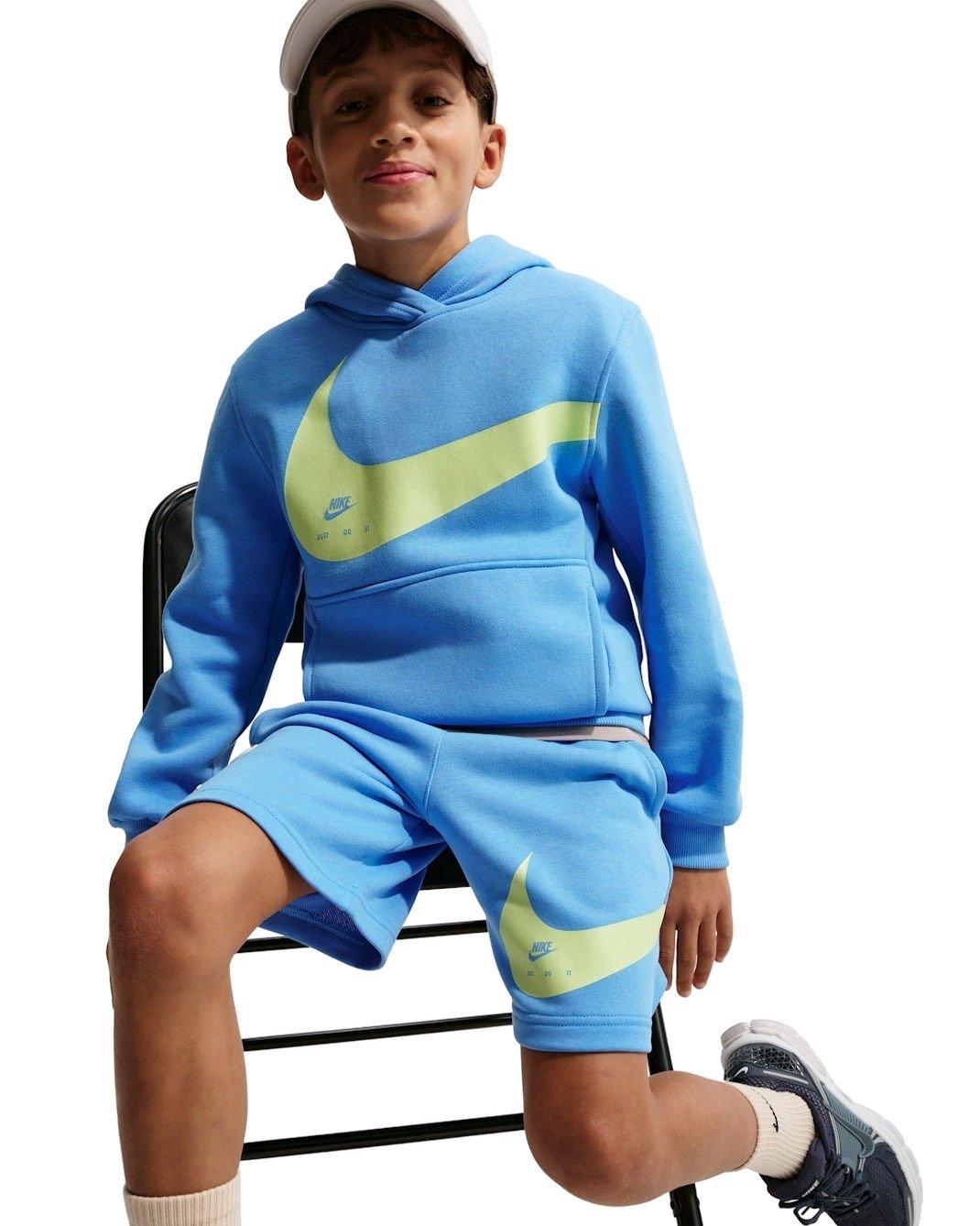 Nike Big Kids' Sportswear Club French Terry Shorts - Blue - BLUE Thumbnail View 5