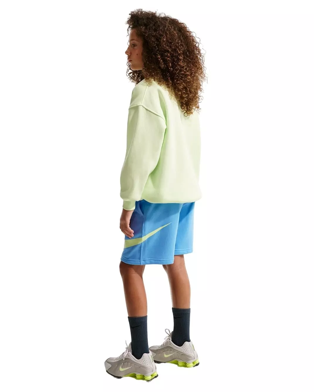 Nike Big Kids' Sportswear Club French Terry Shorts - Blue/Yellow - BLUE
