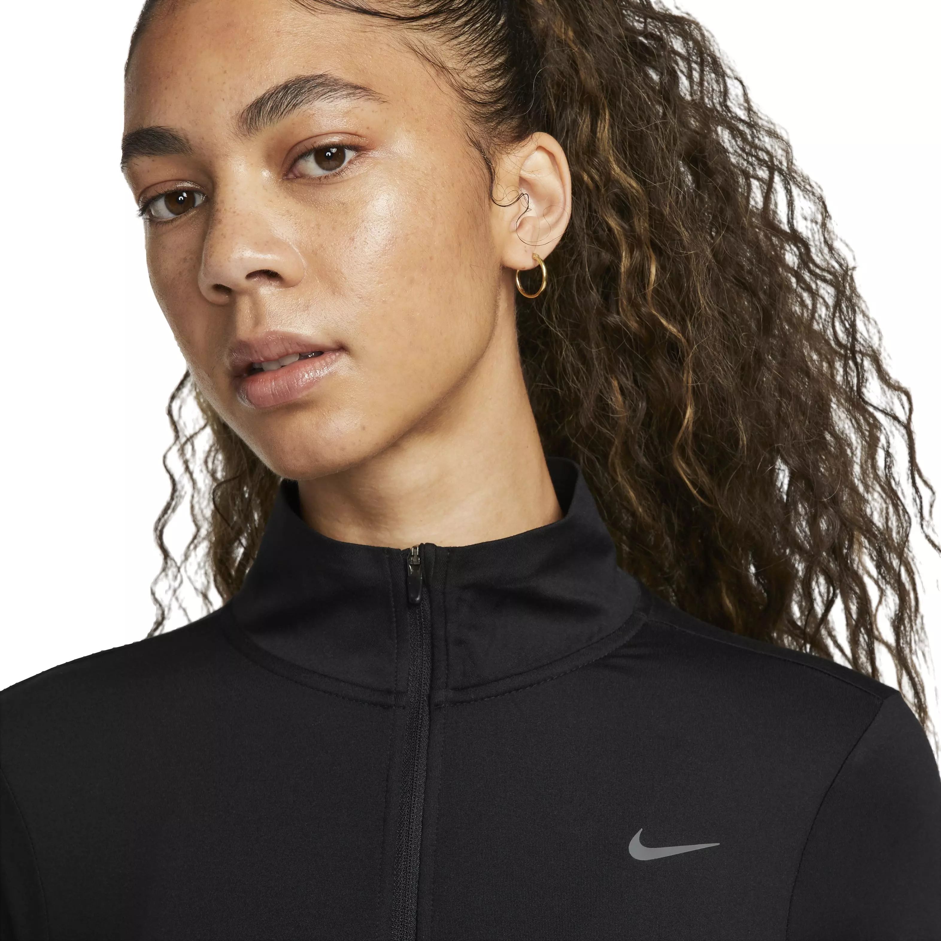 Nike Women's Swift Element Dri-FIT UV 1/4 Zip Running Top - BLACK