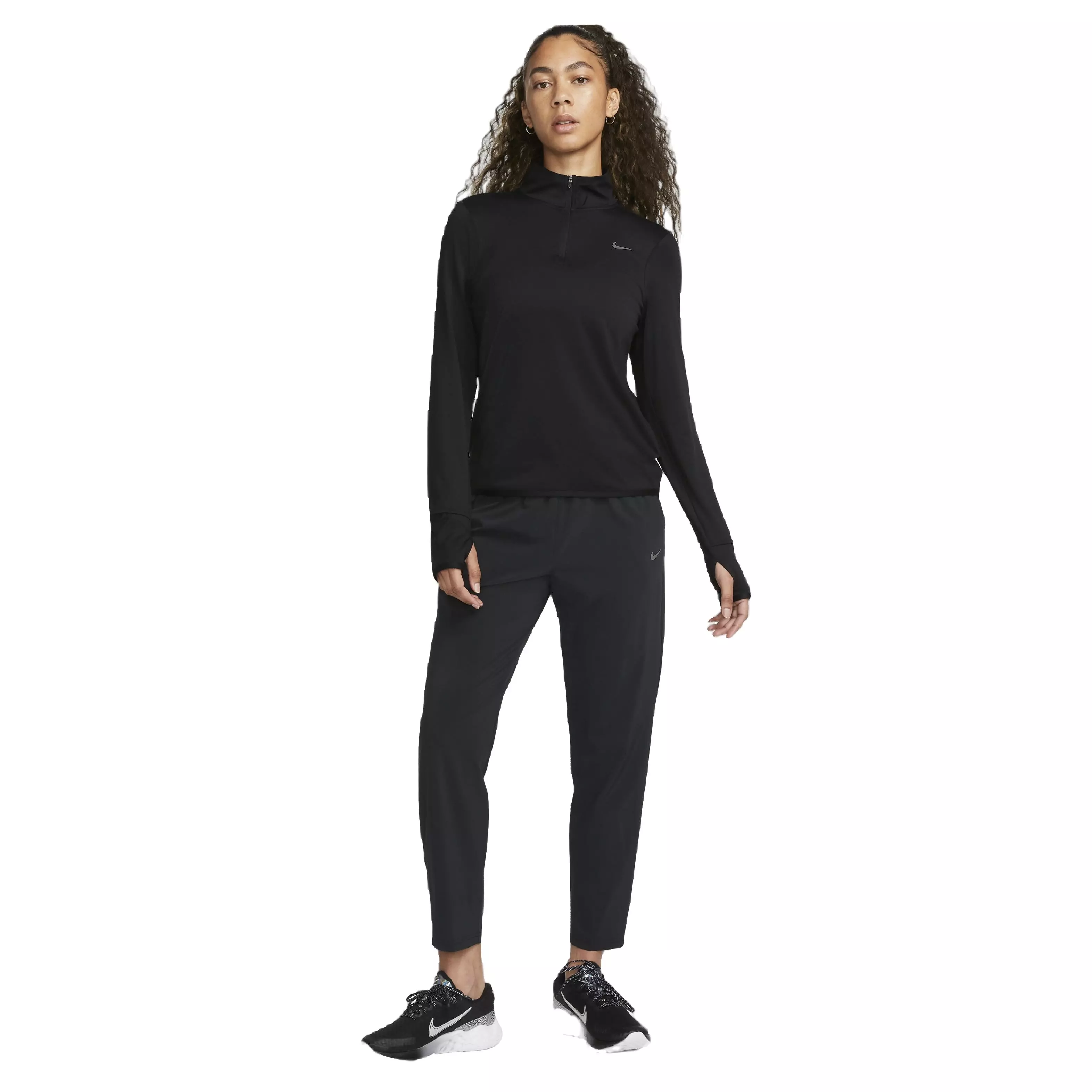 Nike Women's Swift Element Dri-FIT UV 1/4 Zip Running Top - BLACK