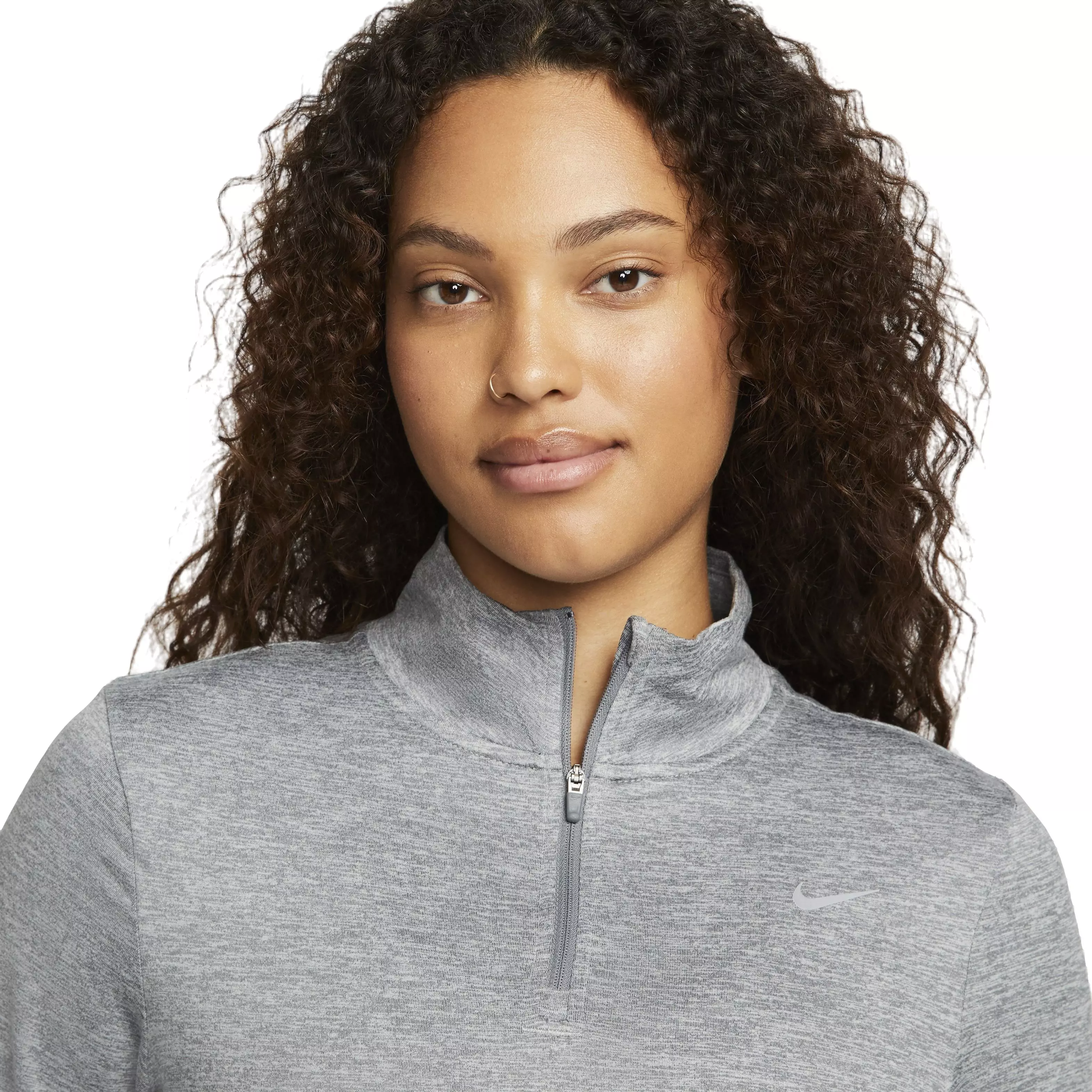 Nike Women's Swift Element Dri-FIT UV 1/4 Zip Running Top - GREY