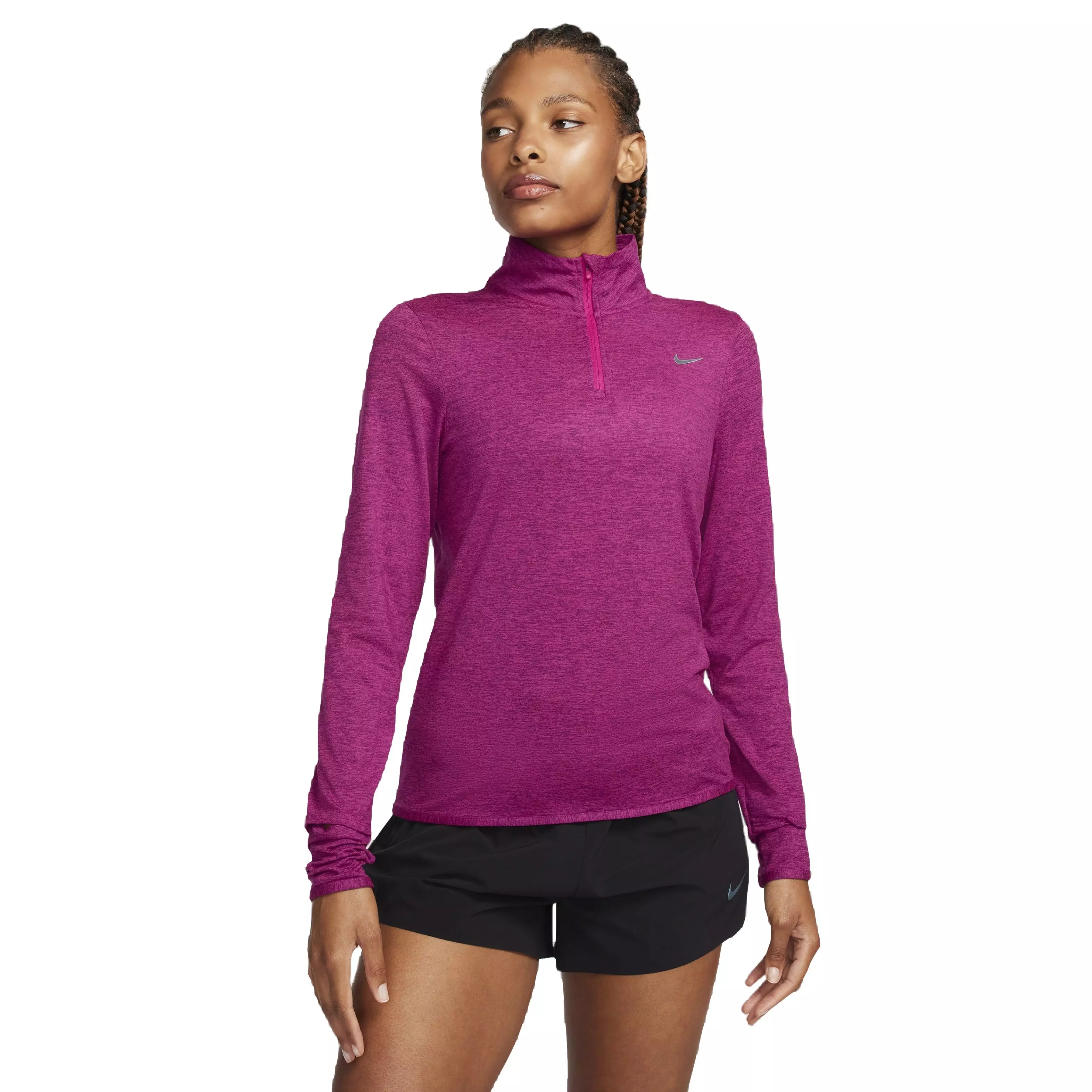 Nike Women's Swift Element Dri-FIT UV 1/4 Zip Running Top - PINK