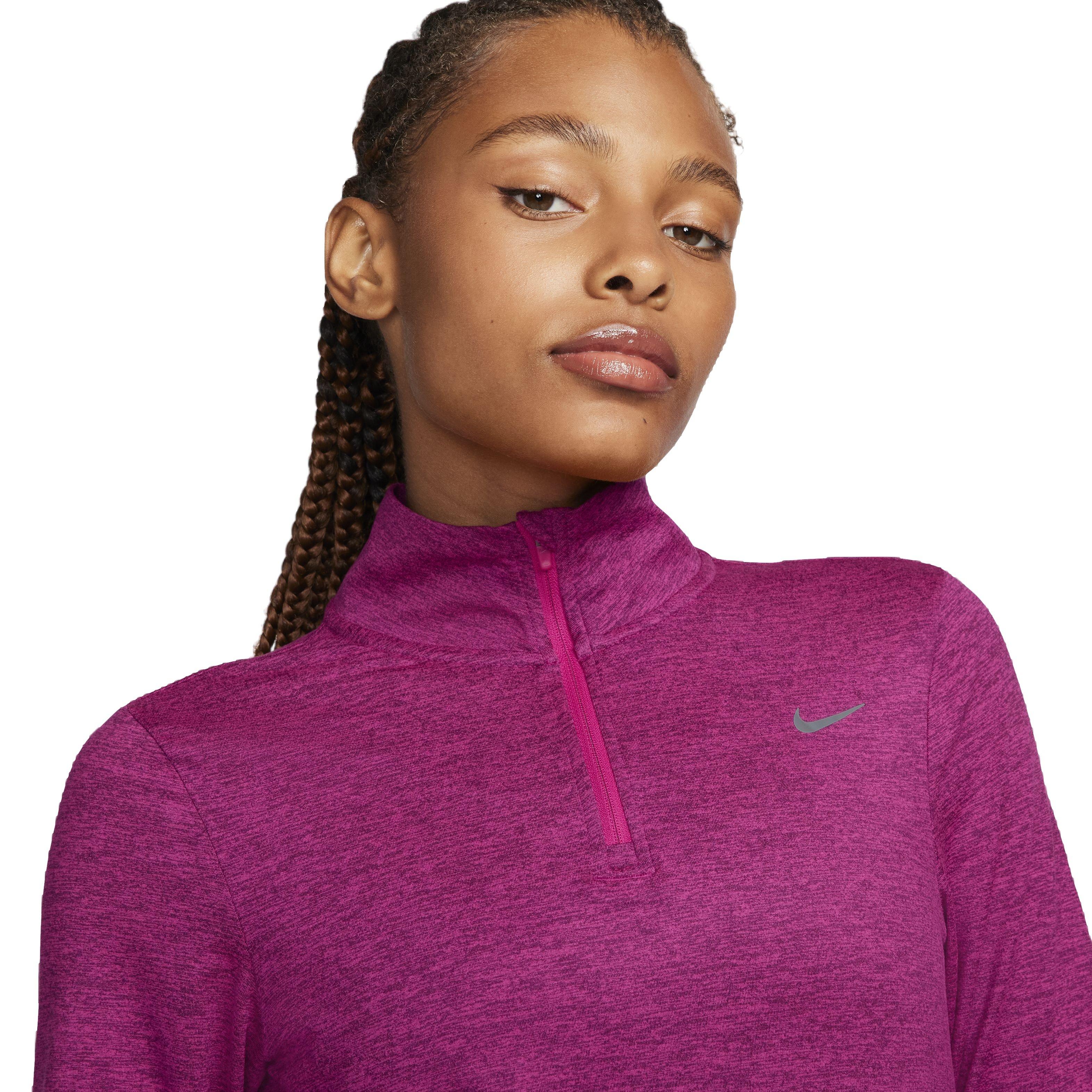Nike Women's Swift Element Dri-FIT UV 1/4 Zip Running Top - PINK Thumbnail View 3