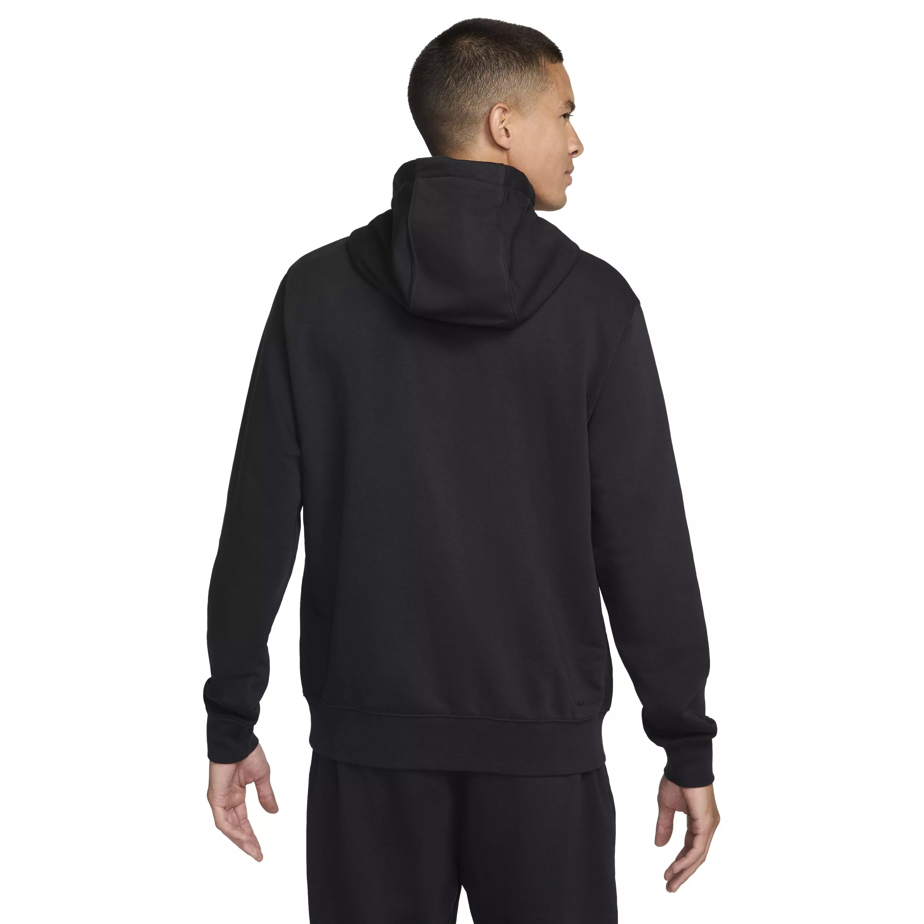 Nike Men's Swoosh Dri-FIT French Terry Pullover Fitness Hoodie - BLACK