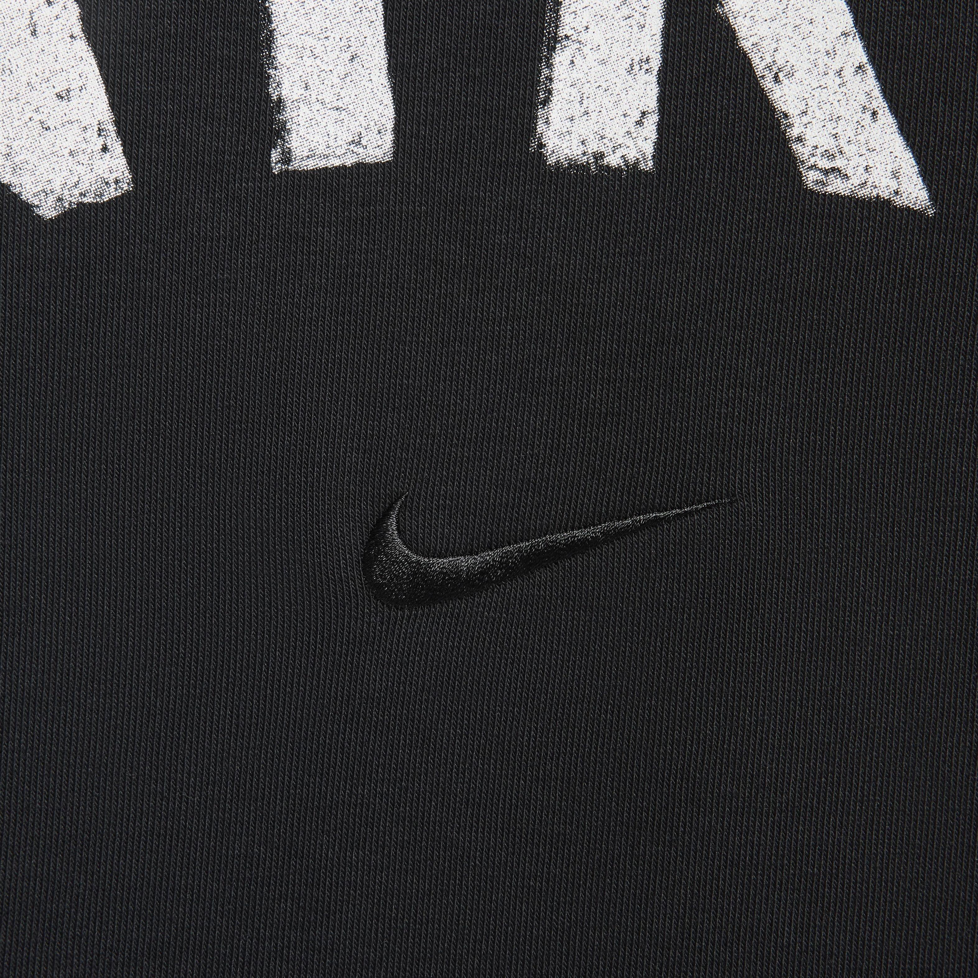 Nike Men's Swoosh Dri-FIT French Terry Pullover Fitness Hoodie - BLACK Thumbnail View 4