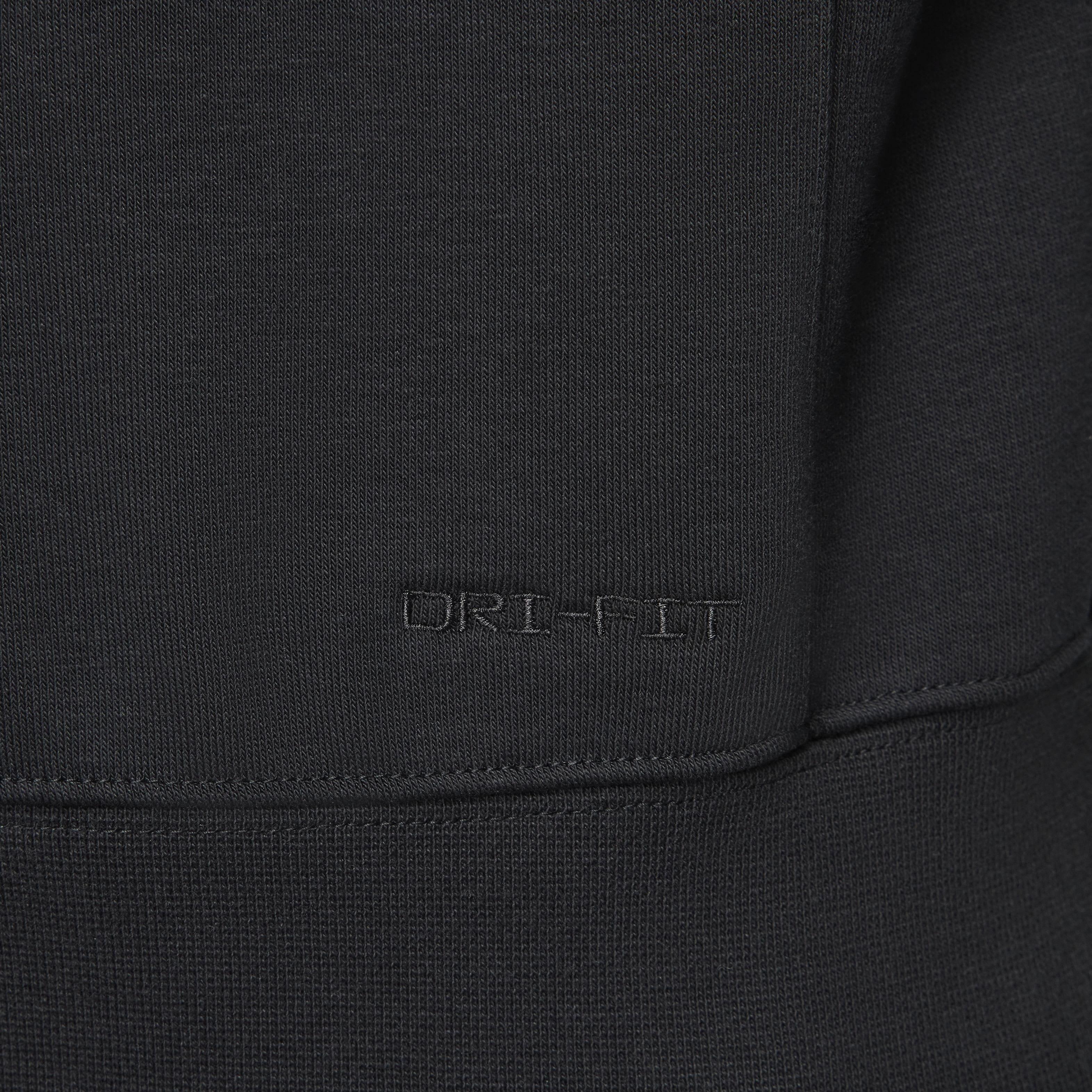 Nike Men's Swoosh Dri-FIT French Terry Pullover Fitness Hoodie - BLACK Thumbnail View 6