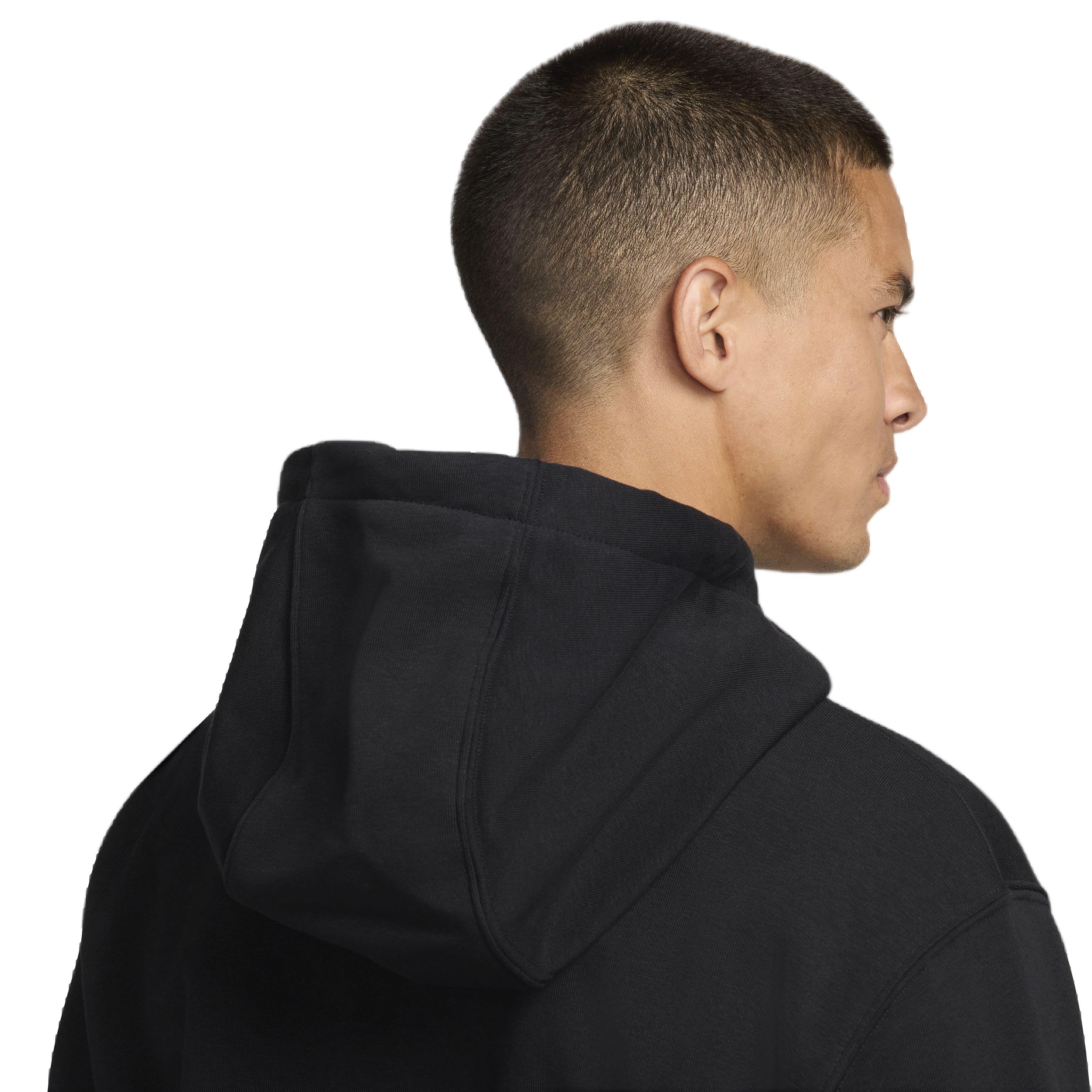 Nike Men's Swoosh Dri-FIT French Terry Pullover Fitness Hoodie - BLACK Thumbnail View 7