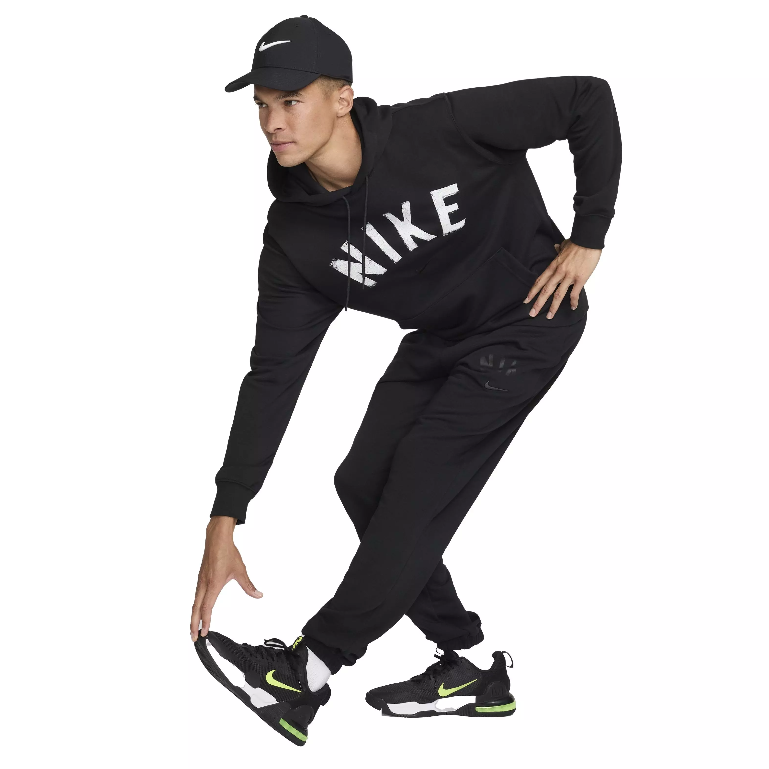 Nike Men's Swoosh Dri-FIT French Terry Pullover Fitness Hoodie - BLACK