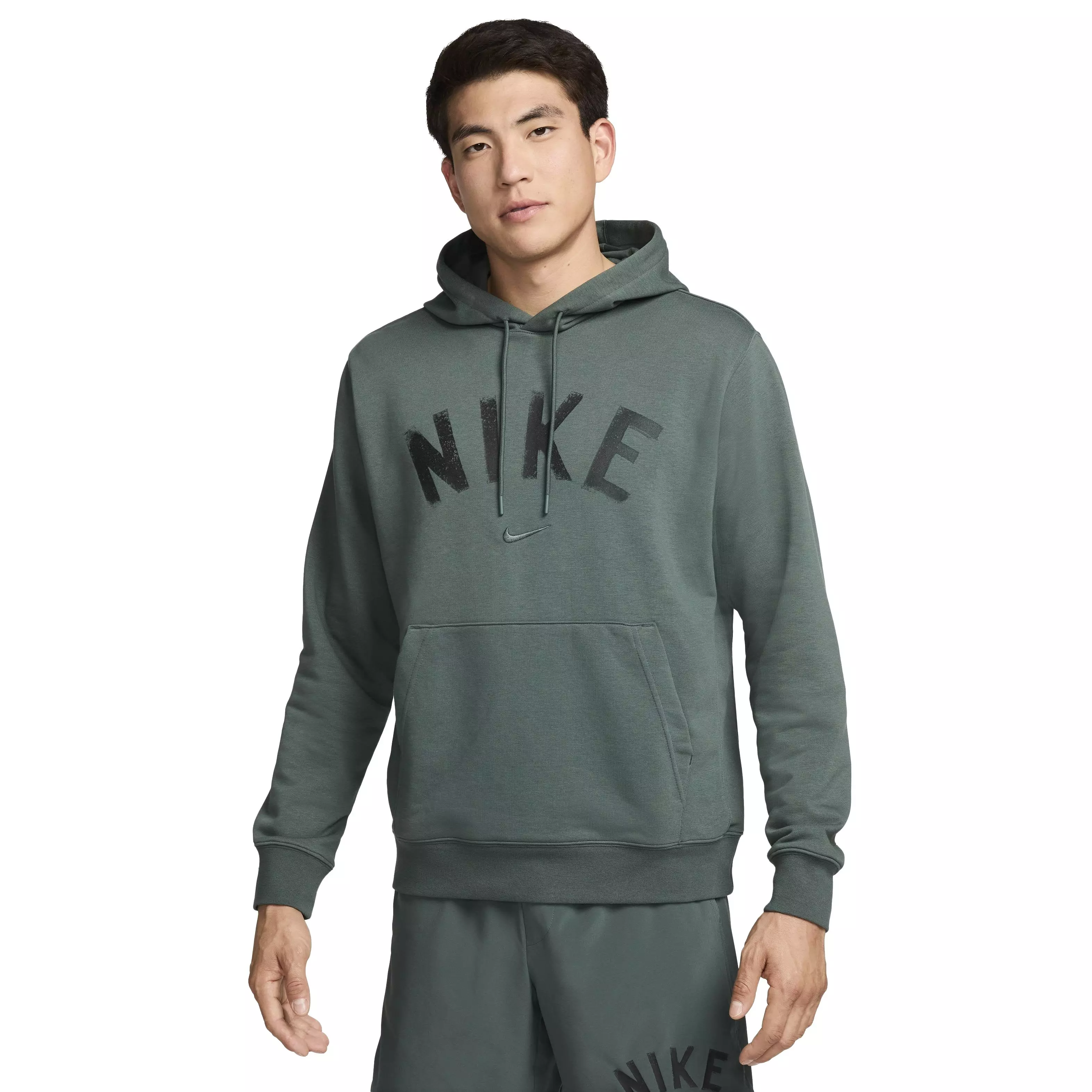 Nike Men's Swoosh Dri-FIT French Terry Pullover Fitness Hoodie - GREEN