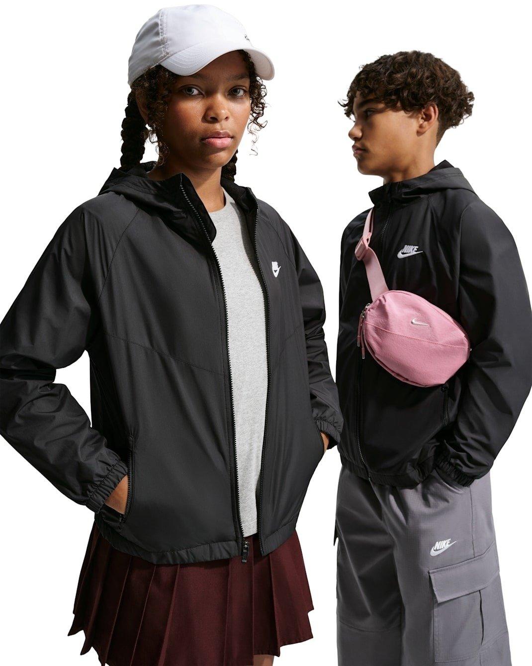 Nike Big Kids' Sportswear Windrunner Hooded Repel Jacket - Black - BLACK Thumbnail View 1