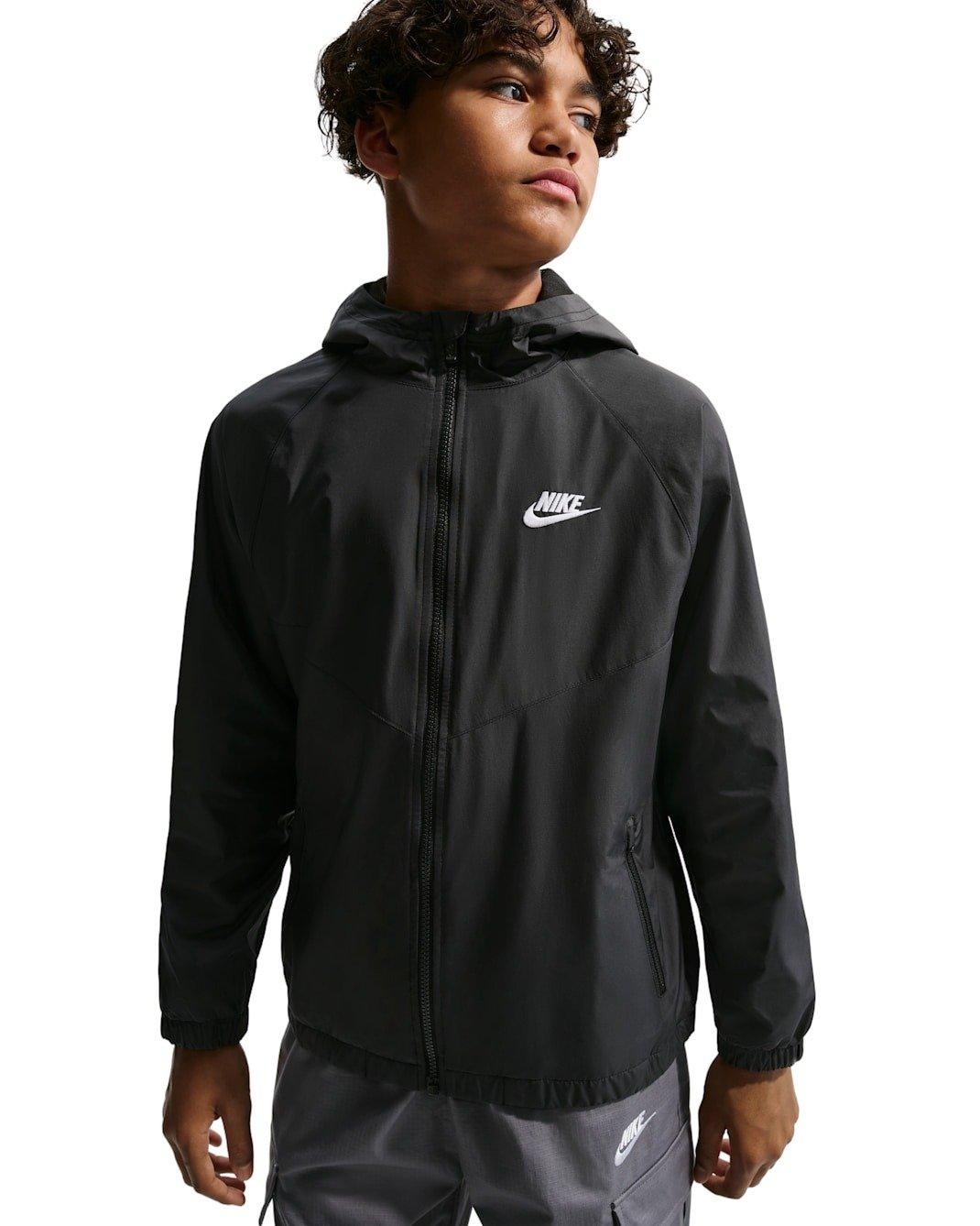 Nike Big Kids' Sportswear Windrunner Hooded Repel Jacket - Black - BLACK Thumbnail View 3