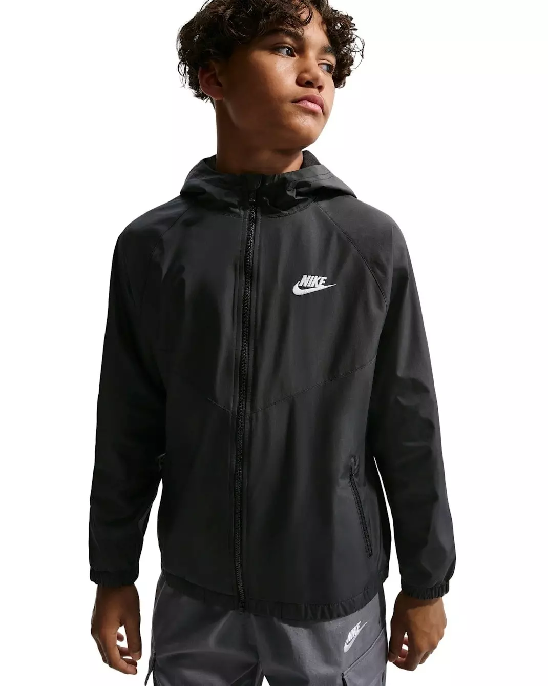 Nike Big Kids' Sportswear Windrunner Hooded Repel Jacket - Black - BLACK