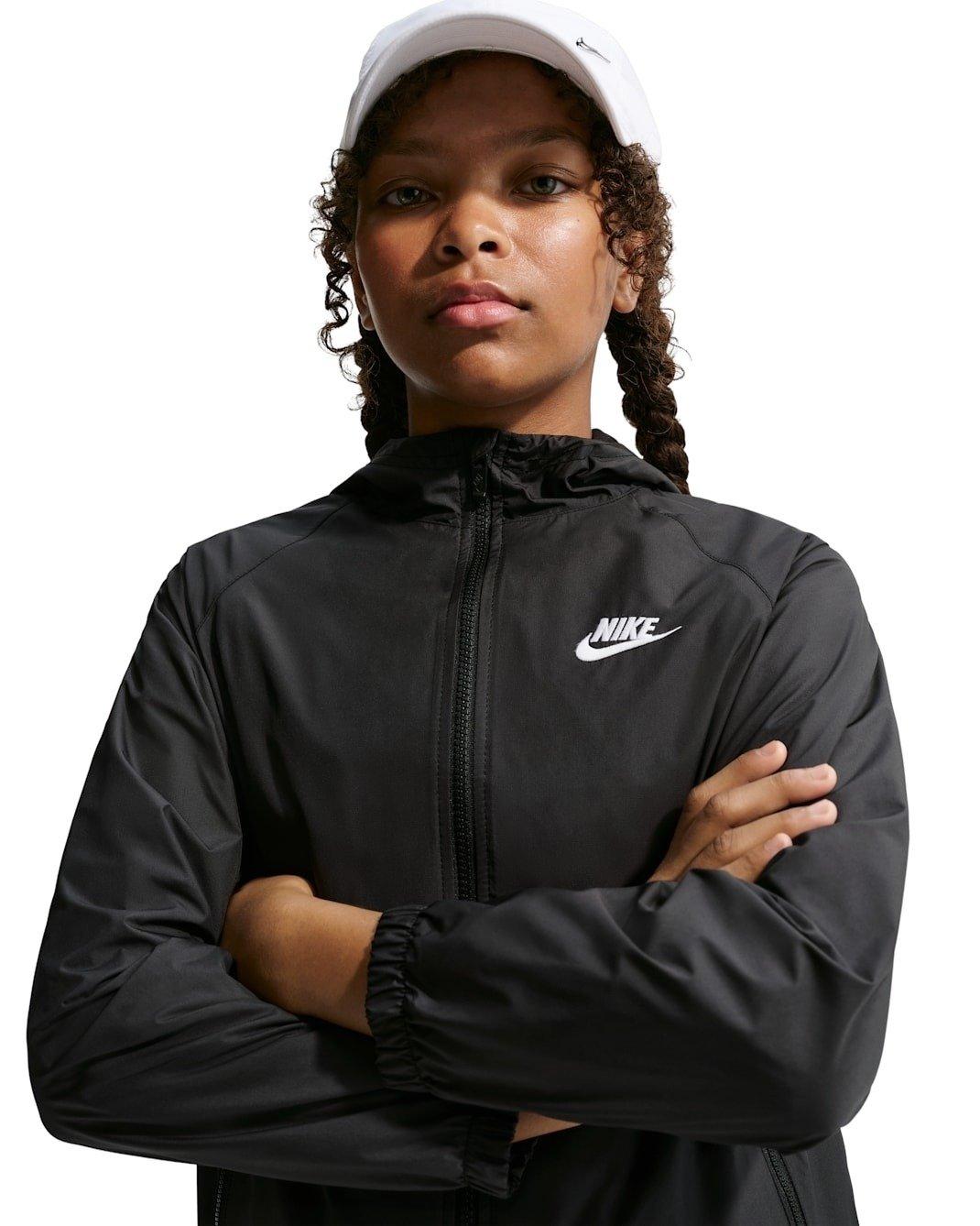 Nike Big Kids' Sportswear Windrunner Hooded Repel Jacket - Black - BLACK Thumbnail View 5