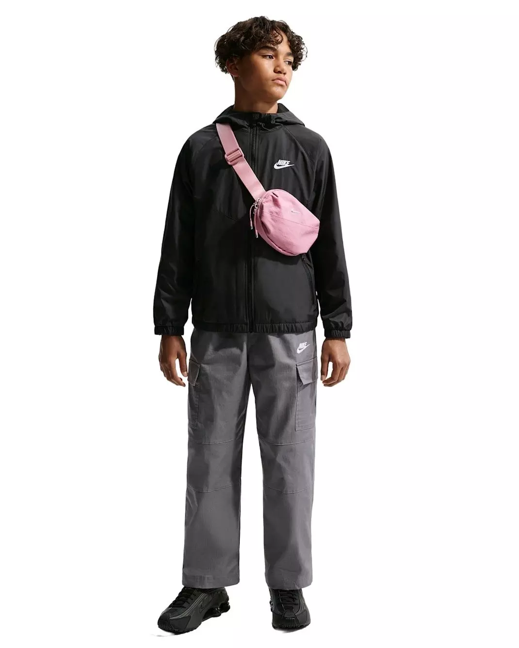 Nike Big Kids' Sportswear Windrunner Hooded Repel Jacket - Black - BLACK